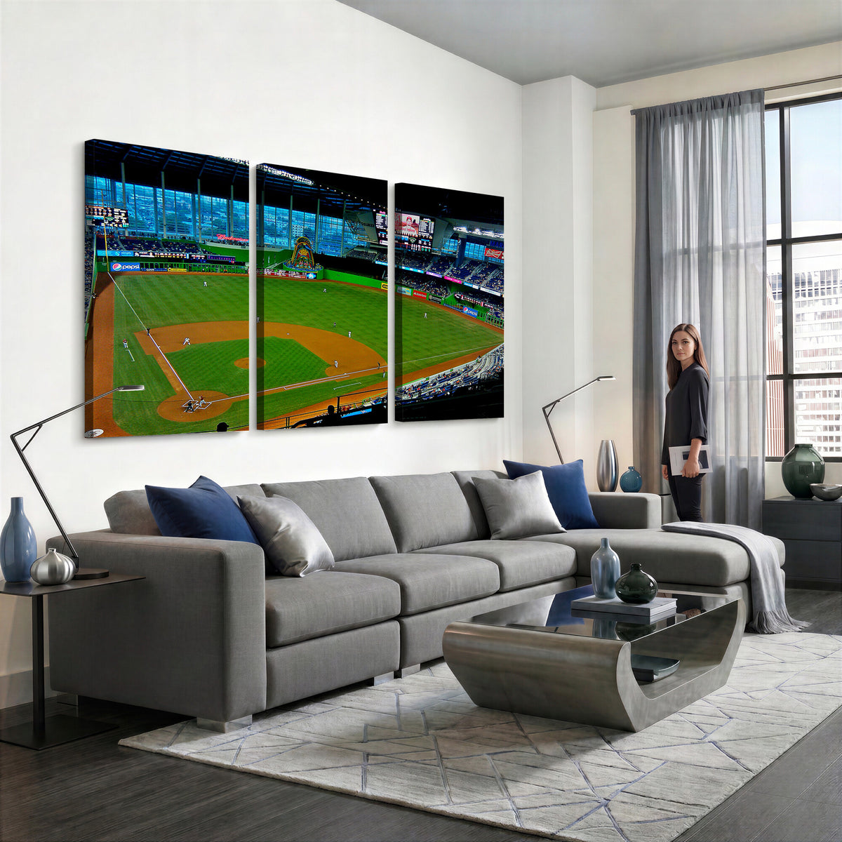 51207-MGV-CV-36X24 - Miami Marlins Baseball Team Print, Miami LoanDepot Park