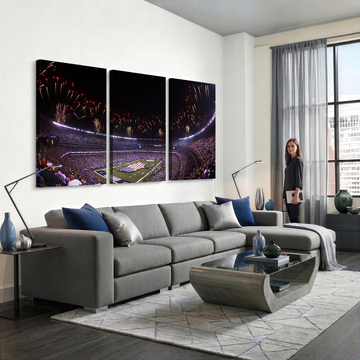 56360-MGV-CV-36X24 - New York Giants Football Team Print, East Rutherford MetLife Stadium Wall Art