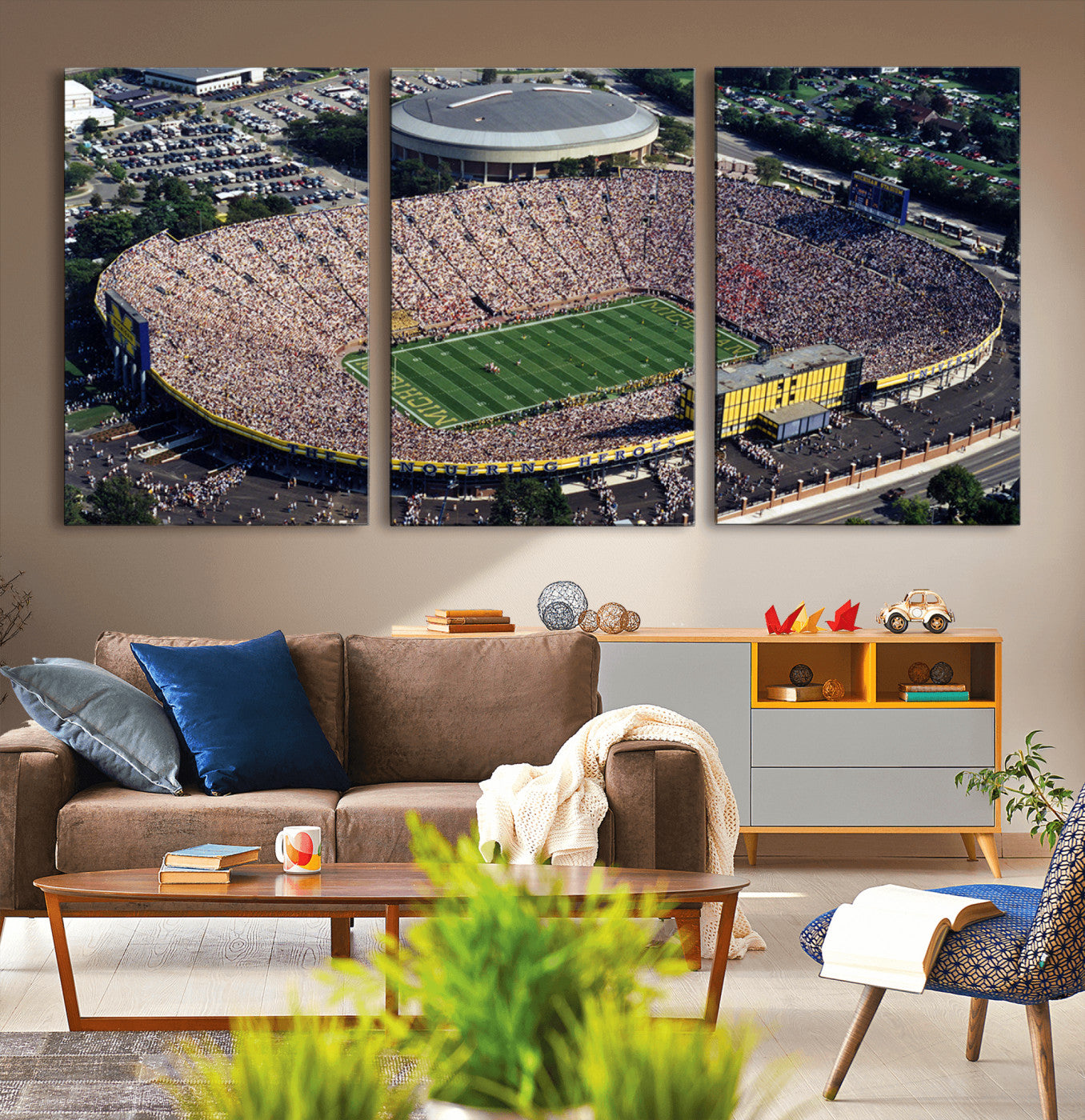 MGV-CV-60X30-3P - Michigan Wolverines Football Team Print - Ann Arbor Michigan Stadium Print, Michigan Wolverines