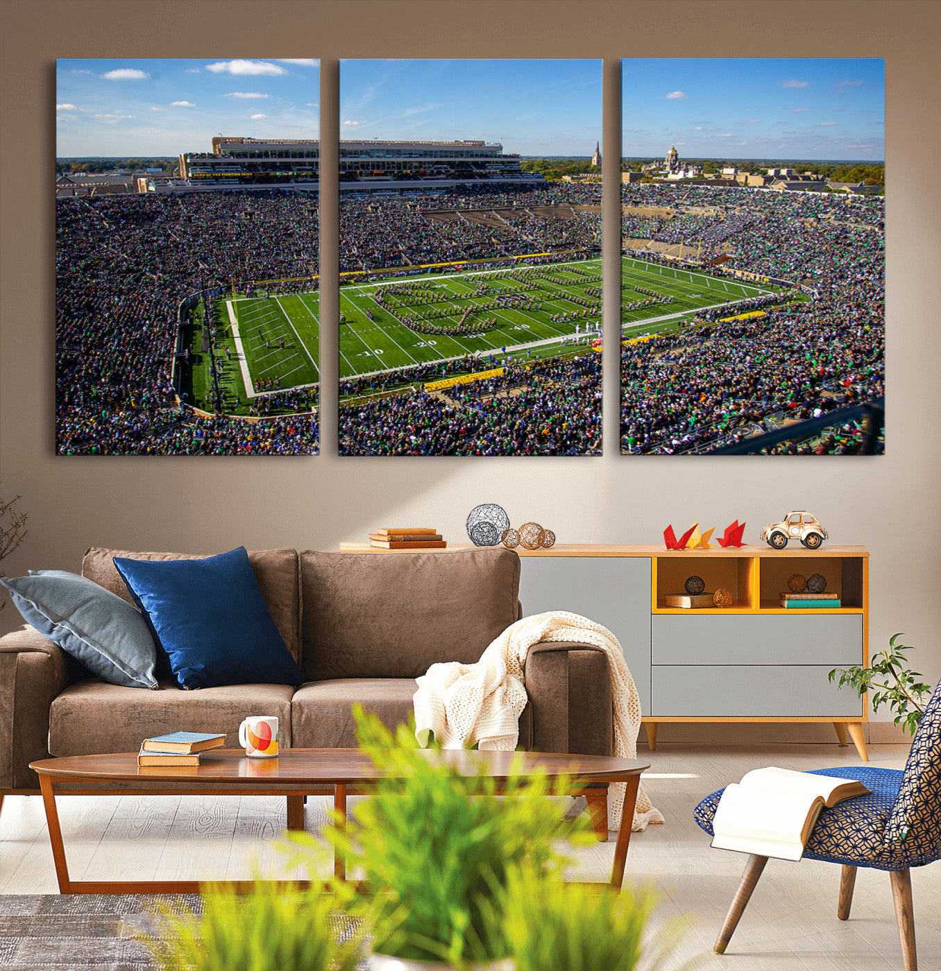 MGV-CV-60X30-3P - Notre Dame Fighting Irish Football Team Print - Notre Dame Stadium Wall Art Canvas Print