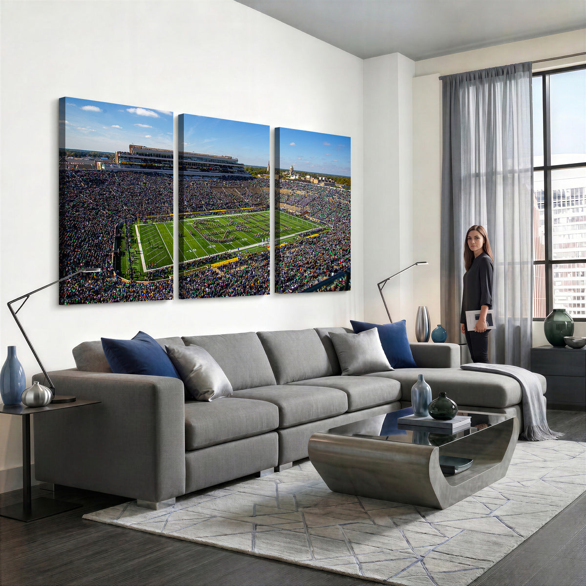 50114-MGV-CV-36X24 - Notre Dame Fighting Irish Football Team Print, Notre Dame Stadium Wall Art