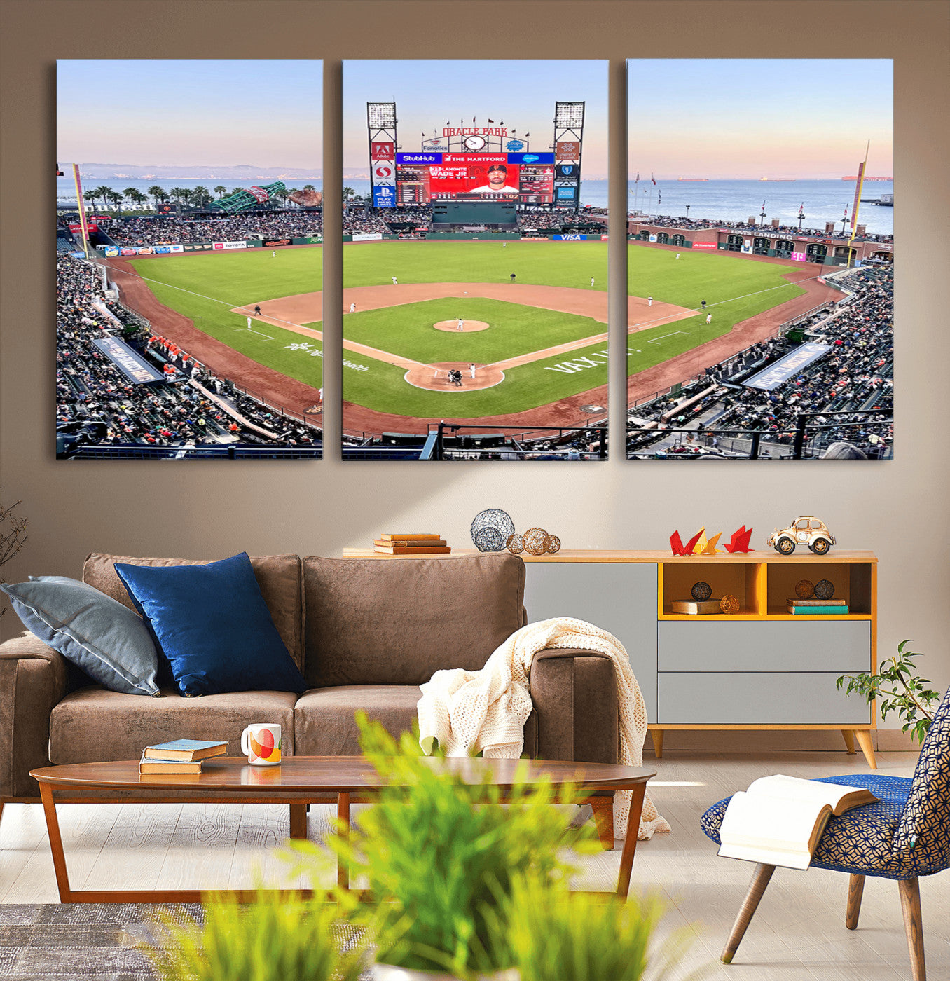 MGV-CV-60X30-3P - San Francisco Giants Baseball Team Print - Oracle Park Stadium Wall Art Canvas Print