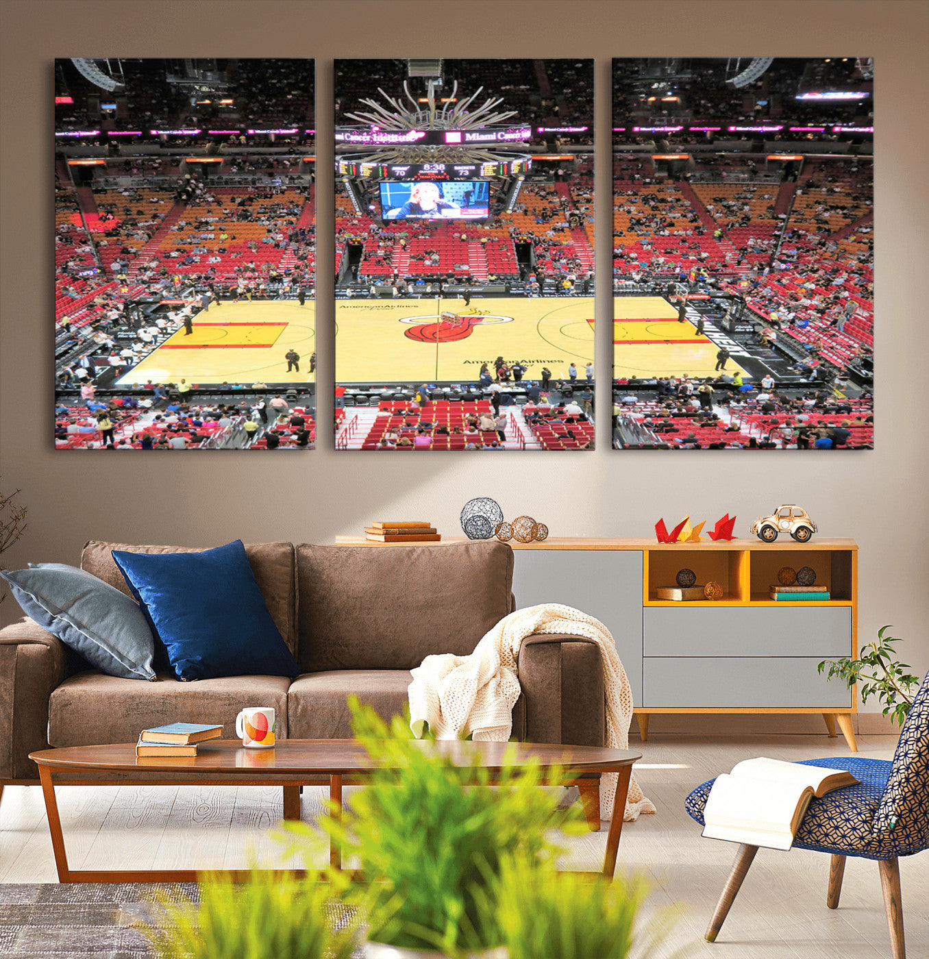 MGV-CV-60X30-3P - Miami Heat Basketball Team Print Wall Art- Kaseya Center Stadium Wall Art Canvas Print