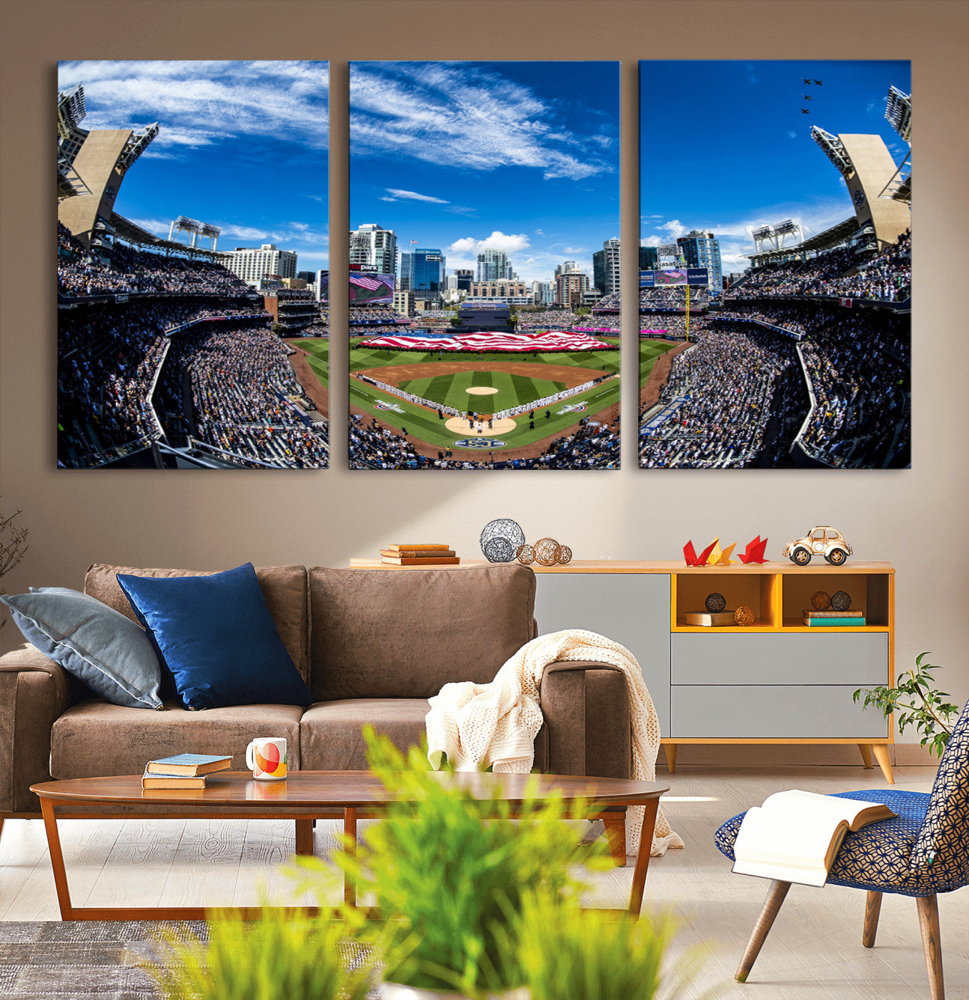 MGV-CV-60X30-3P - San Diego Padres Baseball Team Print - Petco Park Stadium Wall Art Canvas Print