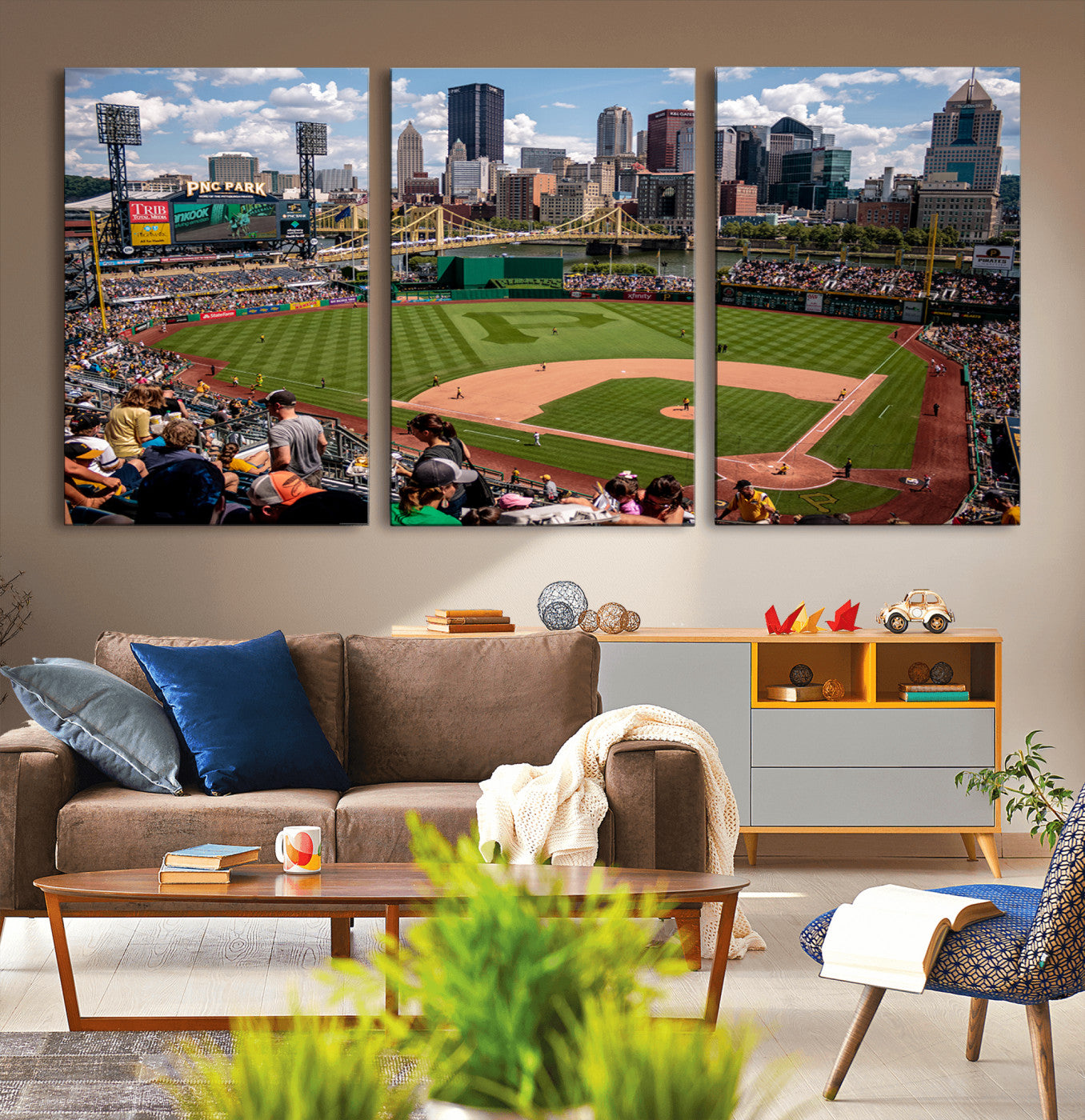 66872-MGV-CV-36X24-Pittsburgh Pirates Baseball Team Print - PNC Park Stadium Wall Art Canvas Print - Ready to Hang