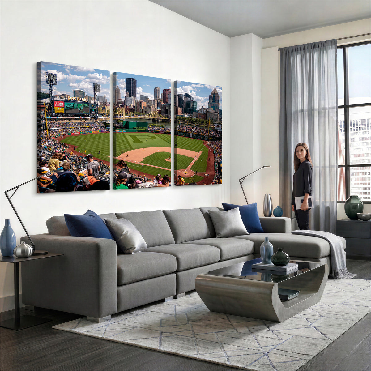 66872-MGV-CV-36X24 - Pittsburgh Pirates Baseball Team Print, PNC Park Stadium