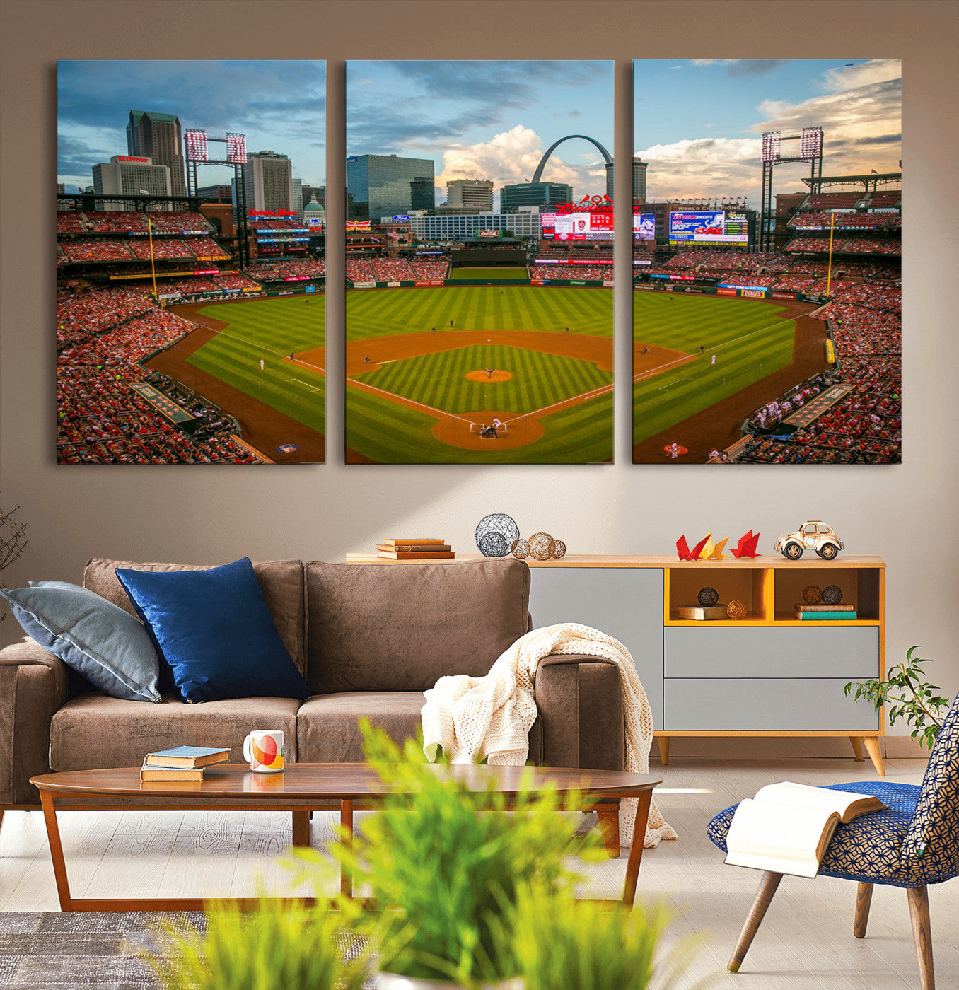 34054-MGV-CV-36X24-St. Louis Cardinals Baseball Team Print - Busch Stadium Wall Art Canvas Print