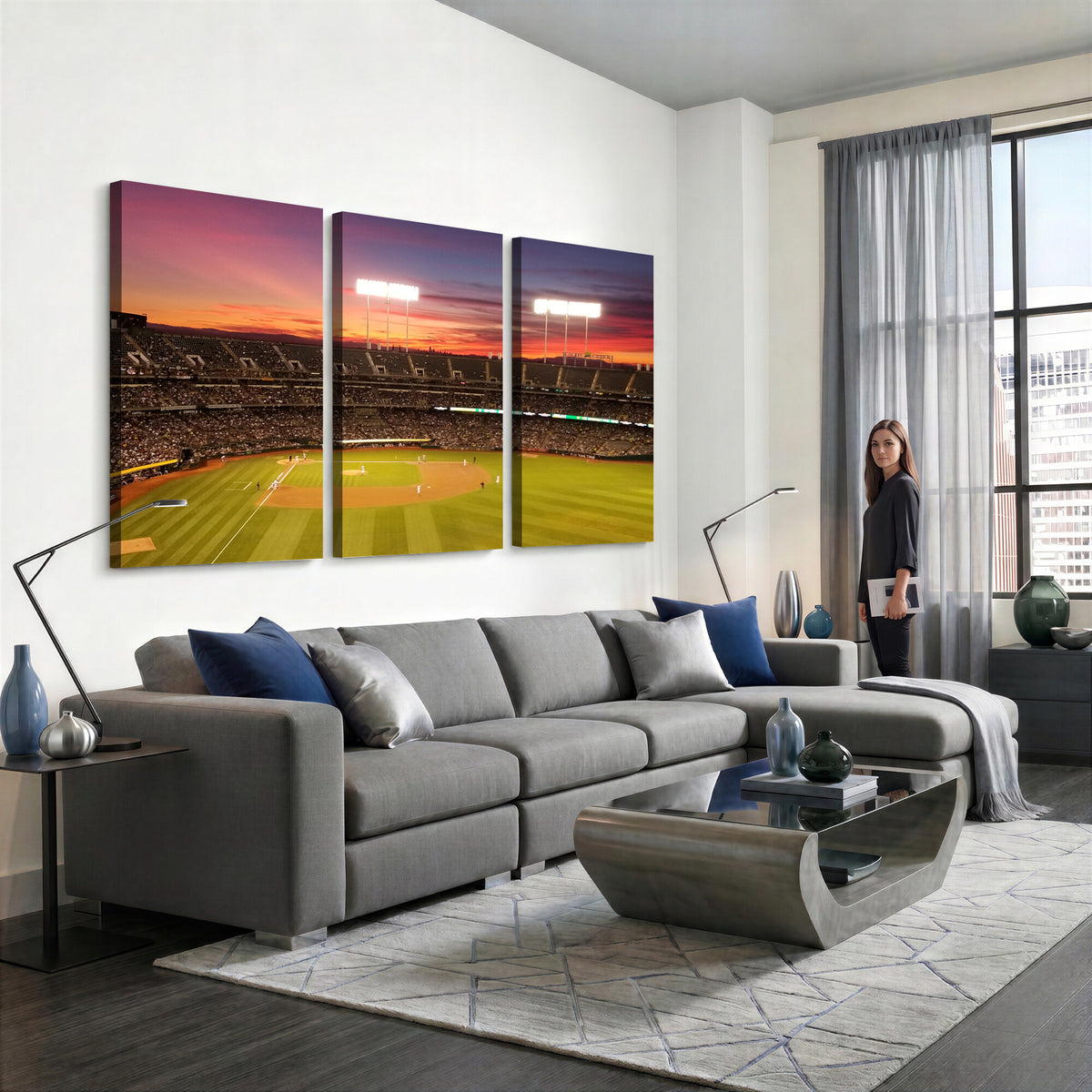 73718-MGV-CV-36X24 - Oakland Athletics Baseball Team Print, Oakland Coliseum