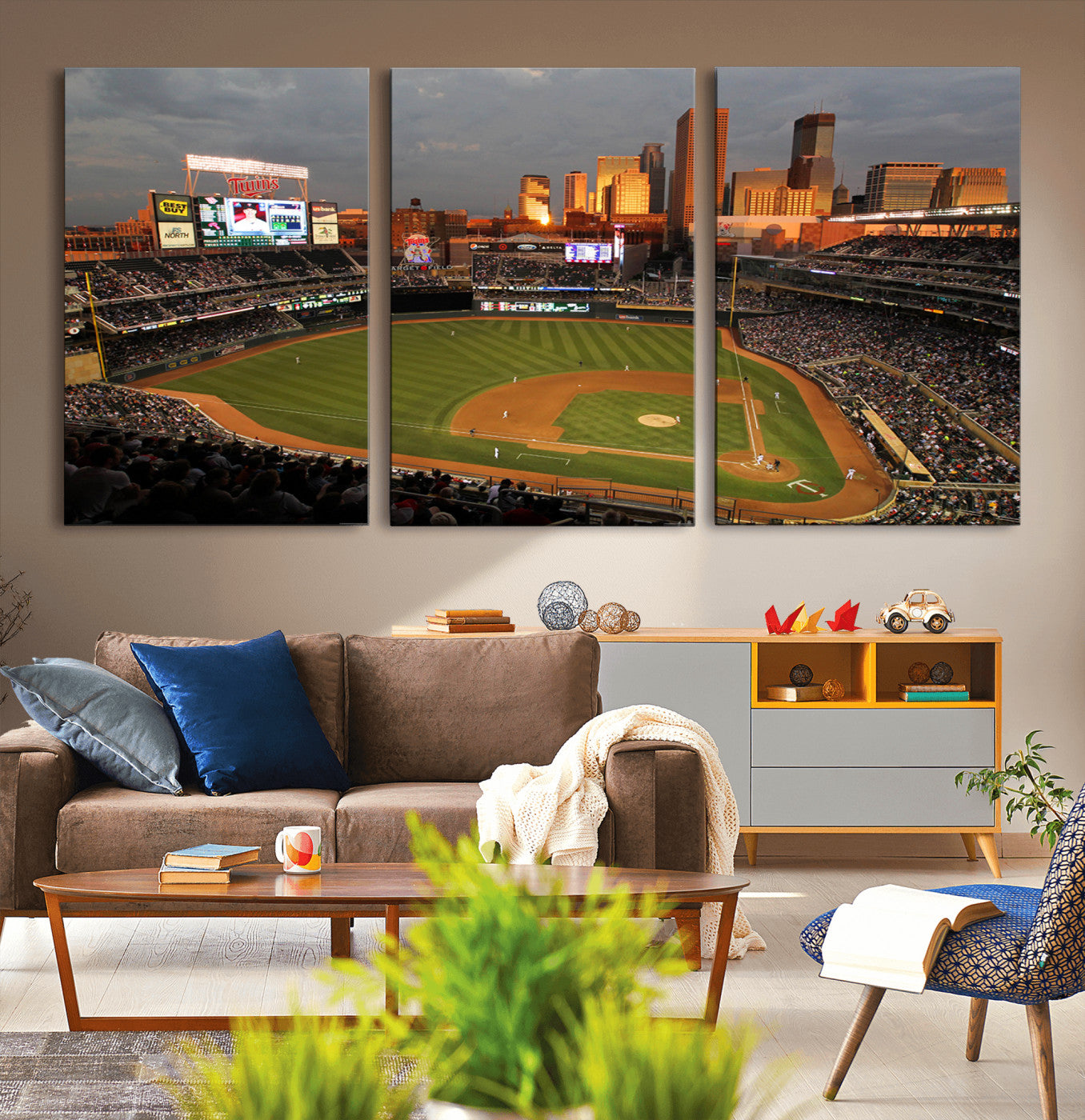 MGV-CV-60X30-3P - Minnesota Twins Baseball Team Print - Minneapolis Target Field Stadium Wall Art Canvas Print