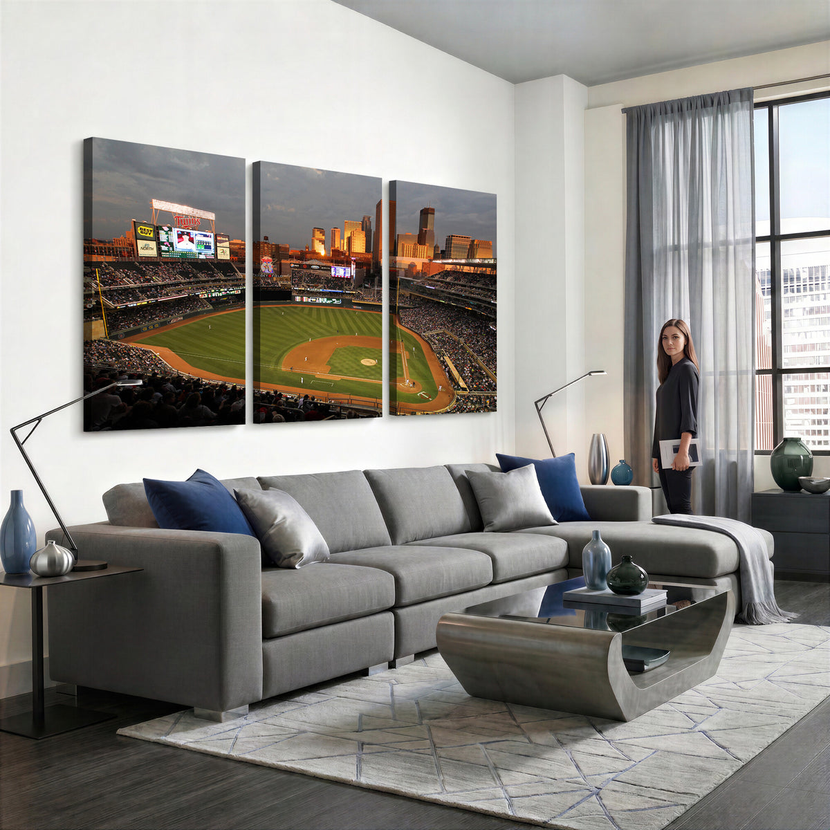 99822-MGV-CV-36X24 - Minnesota Twins Baseball Team Print, Minneapolis Target Field Stadium Wall Art