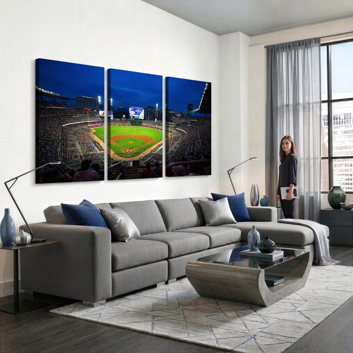 88590-MGV-CV-36X24 - Truist Park Night Game Canvas Art, Atlanta Braves Stadium