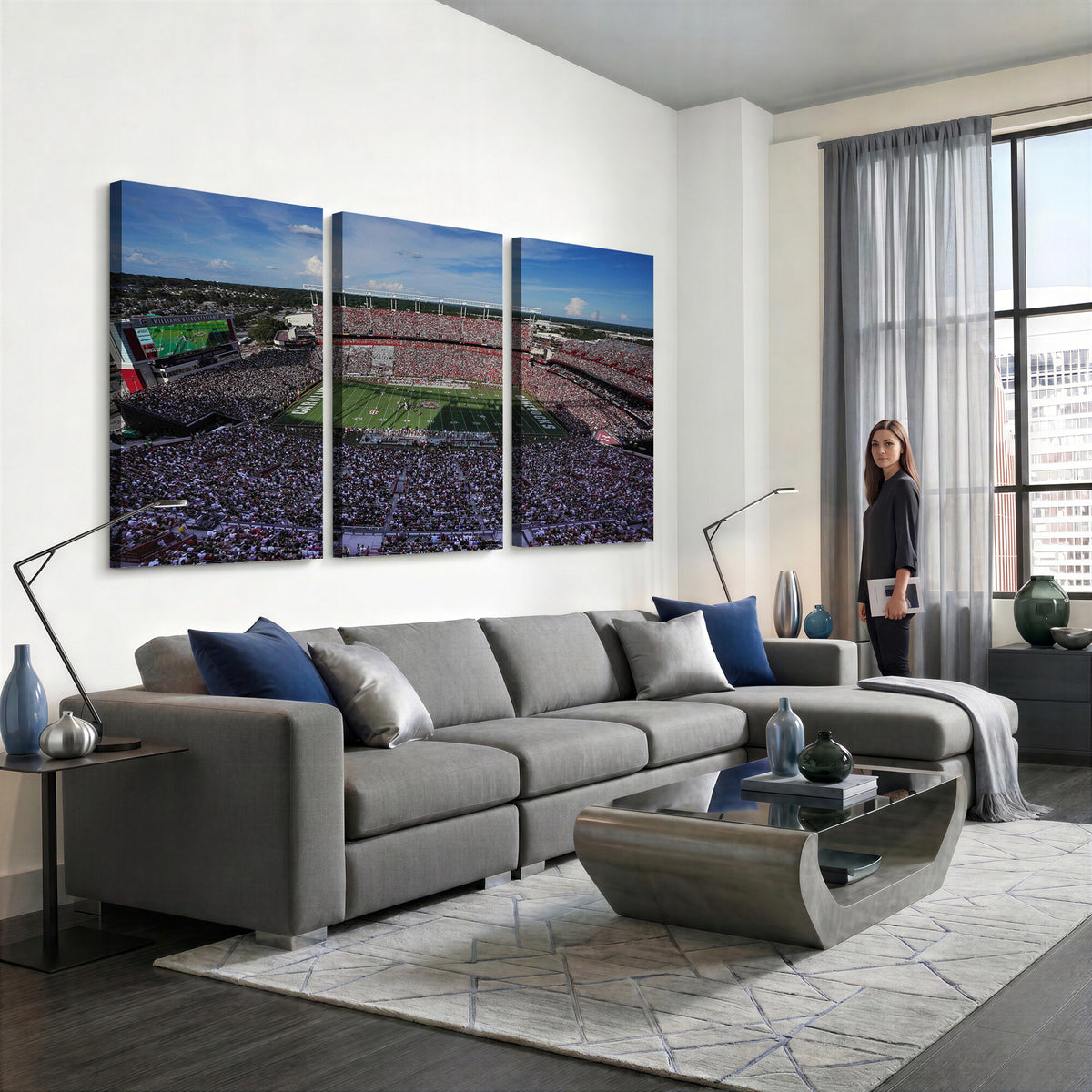 83382-MGV-CV-36X24 - South Carolina Gamecocks Football Team Print, Columbia Williams-Brice Stadium Wall Art