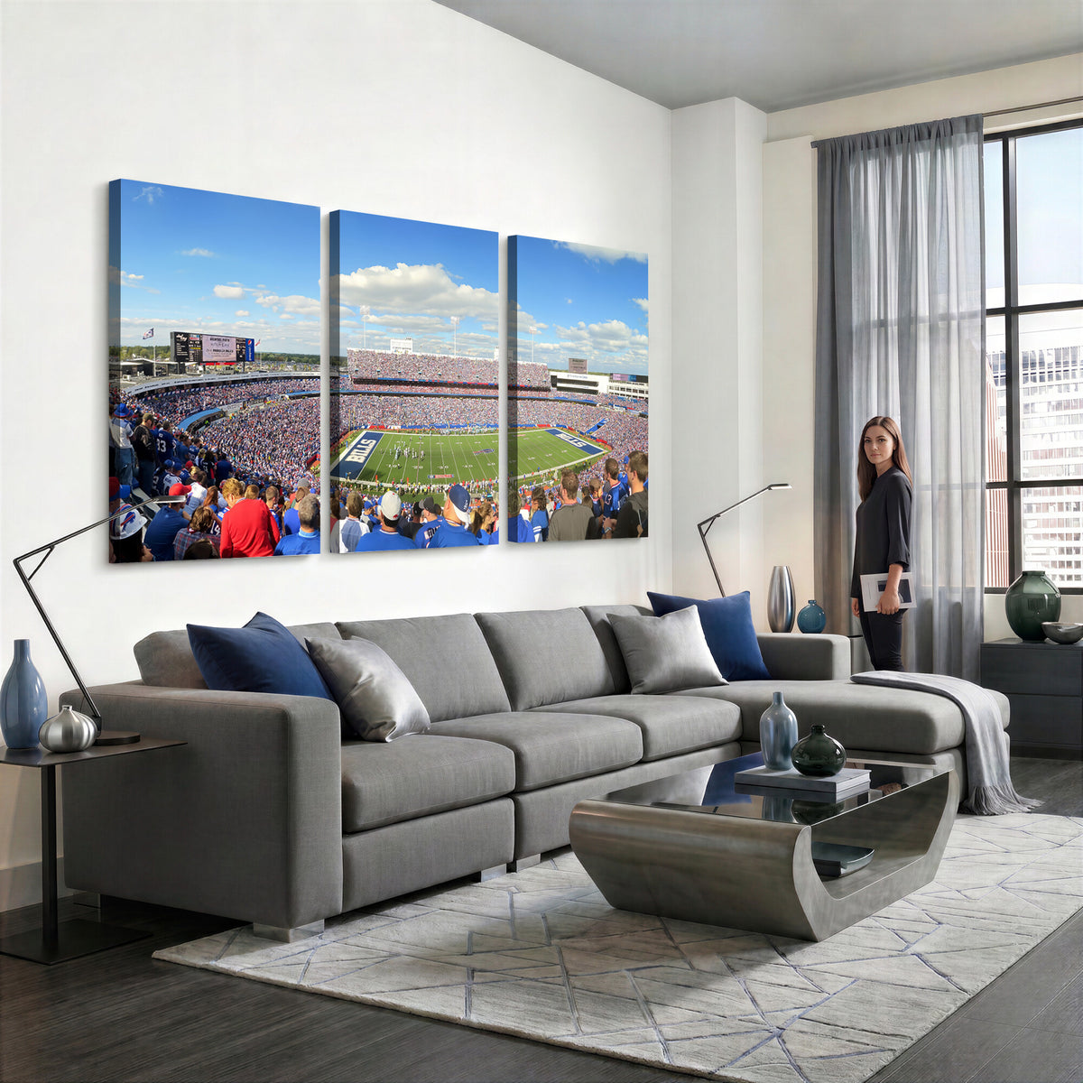 35302-MGV-CV-36X24 - Buffalo Bills NFL Football Team Print, Game Day at Buffalo Highmark Stadium