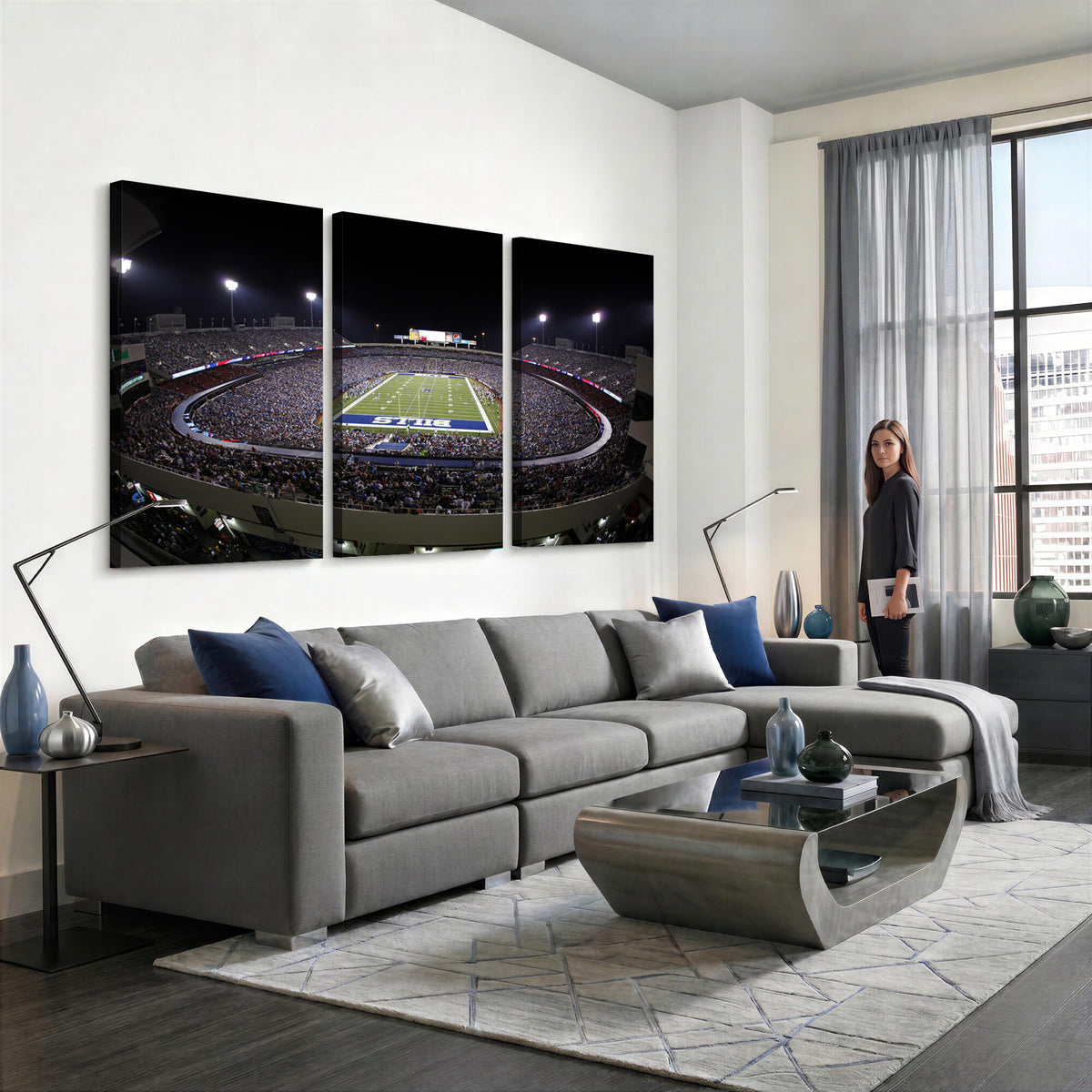 98546-MGV-CV-36X24 - Buffalo Bills NFL Football Team Print, Buffalo Highmark Stadium Wall Art