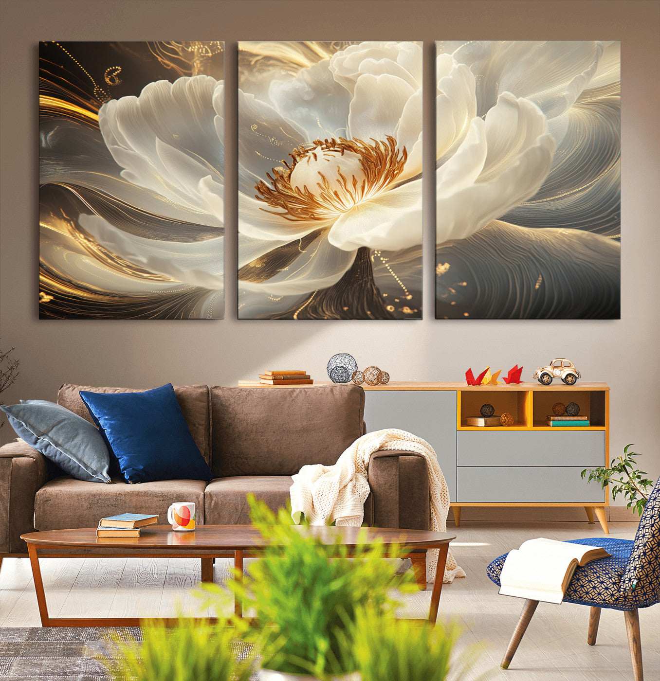 MGV-CV-60X30-3P - Abstract Floral Wall Art Canvas Print