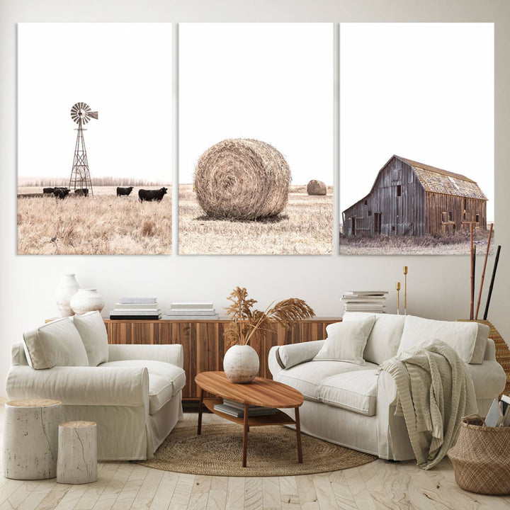 Farm Prints Set, Set of 6 Farmhouse Wall Art, Country House Decor, Barn Print, Wheat Print, Farmhouse Wall Art, Gallery Wall Art, Farm Print