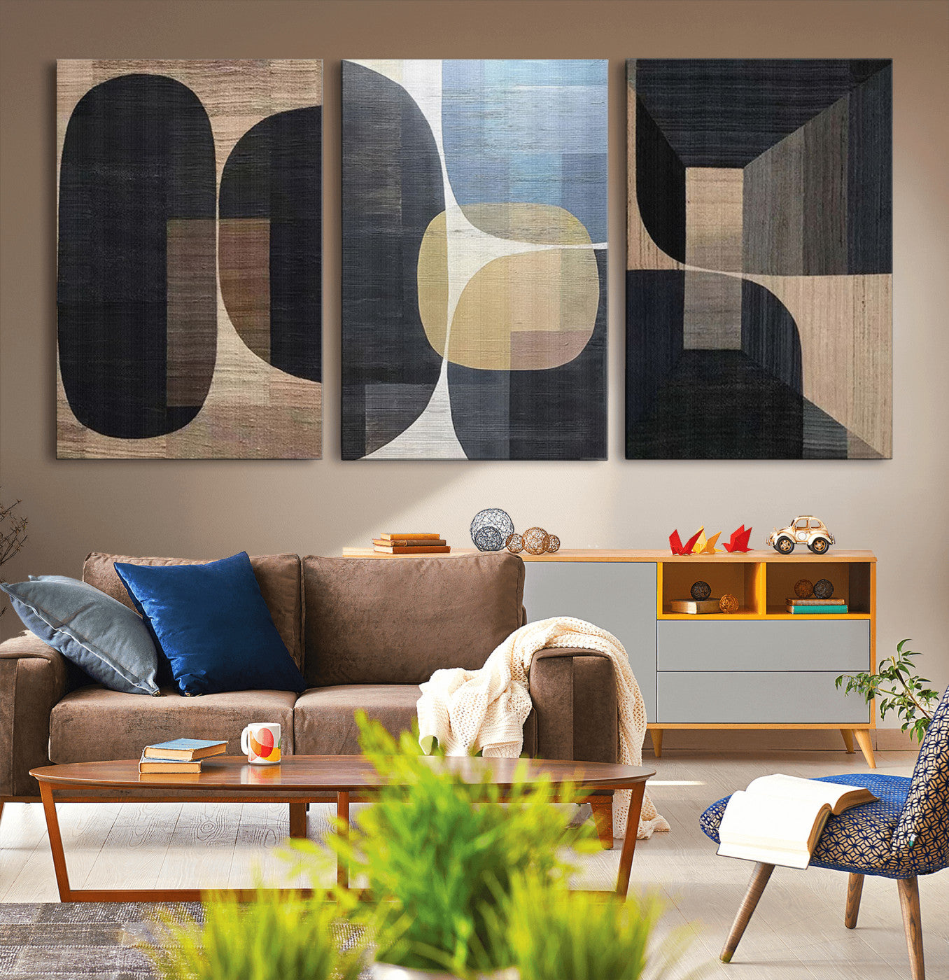 75252-MGV-CV-36X24-Minimalist Wabi Sabi Abstract Geometric Wall Art Canvas Print – Modern Minimalist Shapes – Ready to