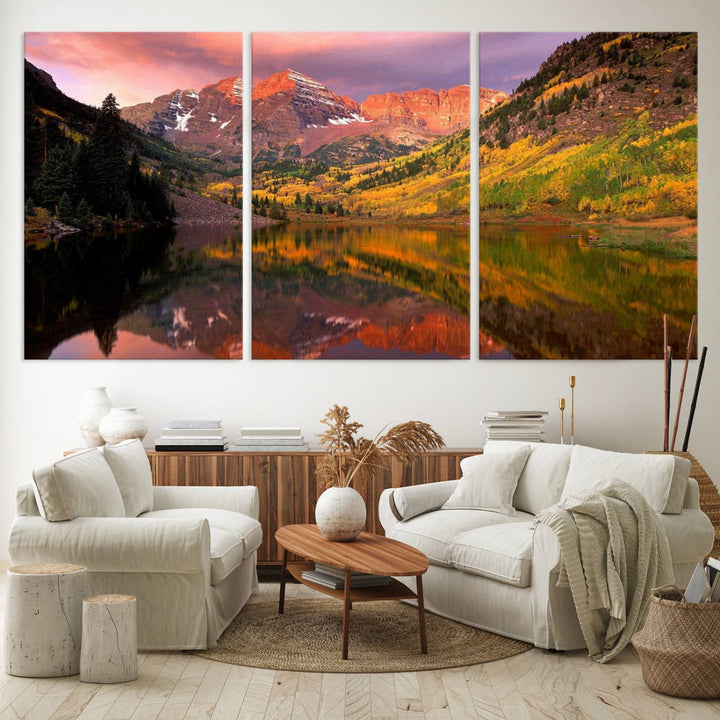 Colorado Rockies Mountain Sunset Wall Art | Ready to Hang and Framed | Scenic Nature Landscape Canvas Print
