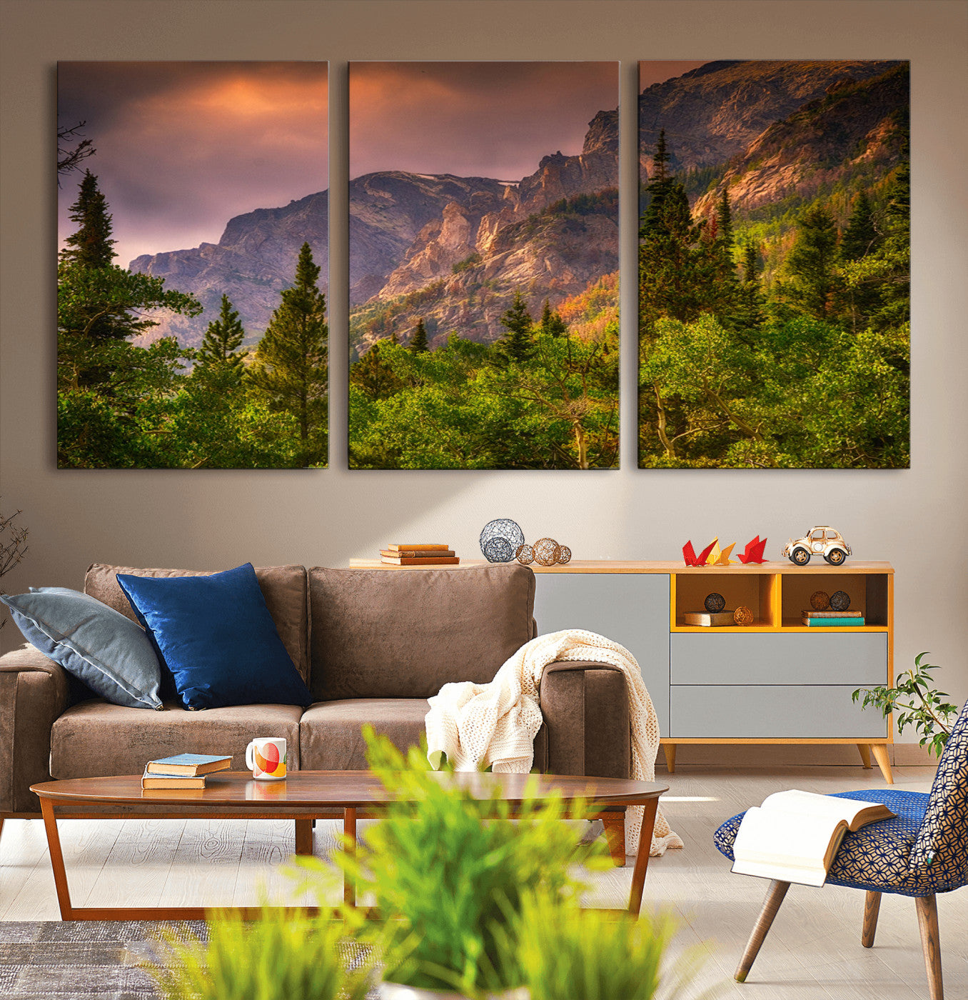 -Colorado Rockies Mountains Wall Art Canvas Print | Ready to Hang Framed Mountain Landscape