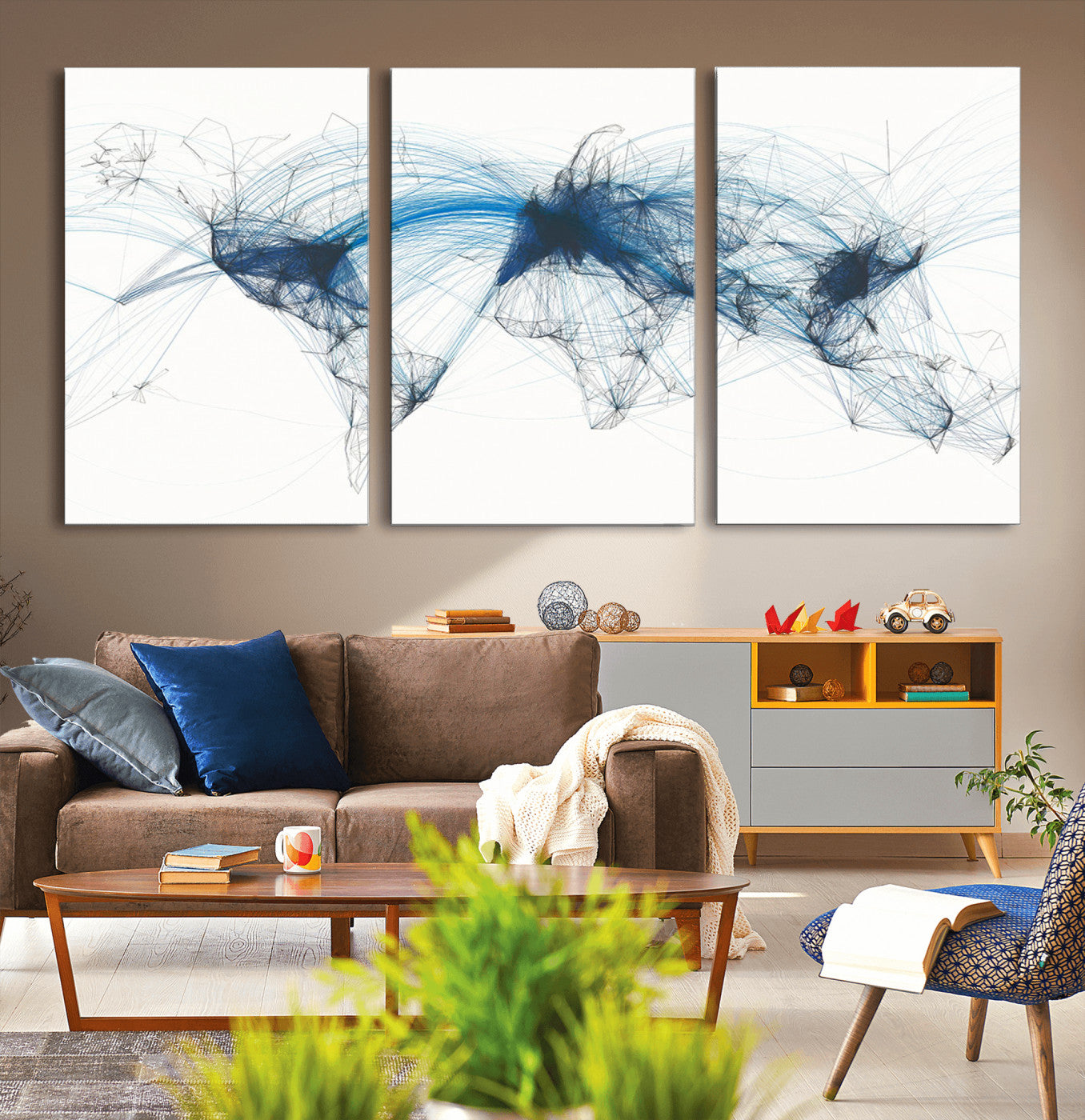 MGV-CV-60X30-3P - Push Pin World Map Canvas Print – Framed Wall Art for Couples to Track Their Travels – Anniversary