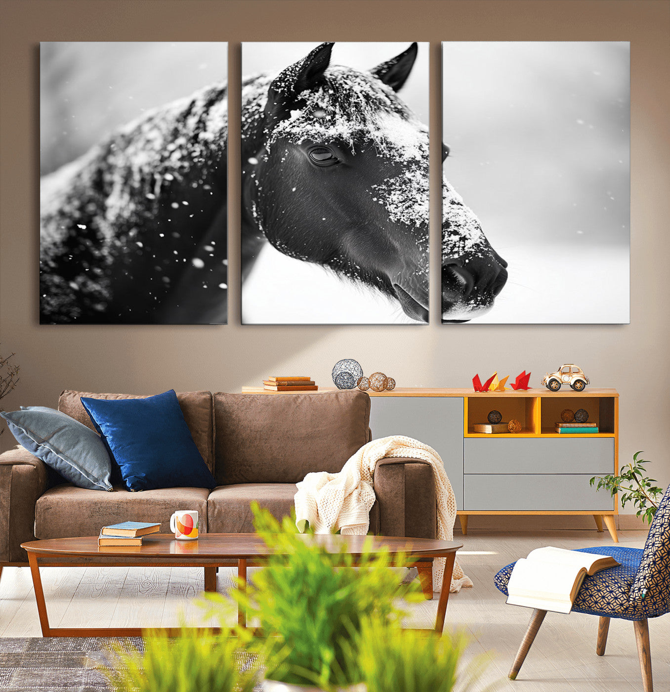73377-MGV-CV-36X24-Horse Canvas Print - Winter Horse Snow Wall Art Canvas Print