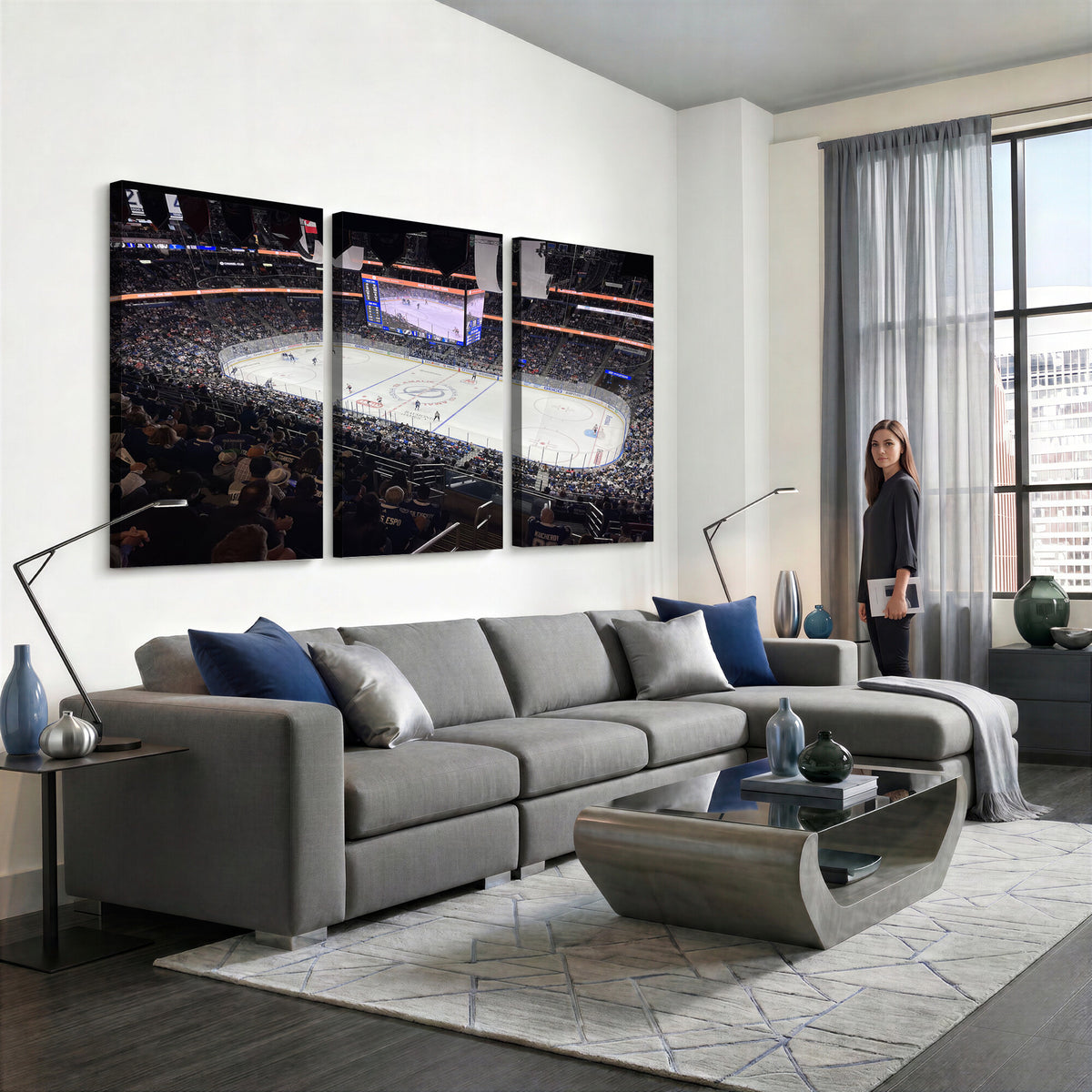 51641-MGV-CV-36X24 - Amalie Arena Florida Wall Art Canvas Print, NHL Hockey, Framed and Ready to Hang