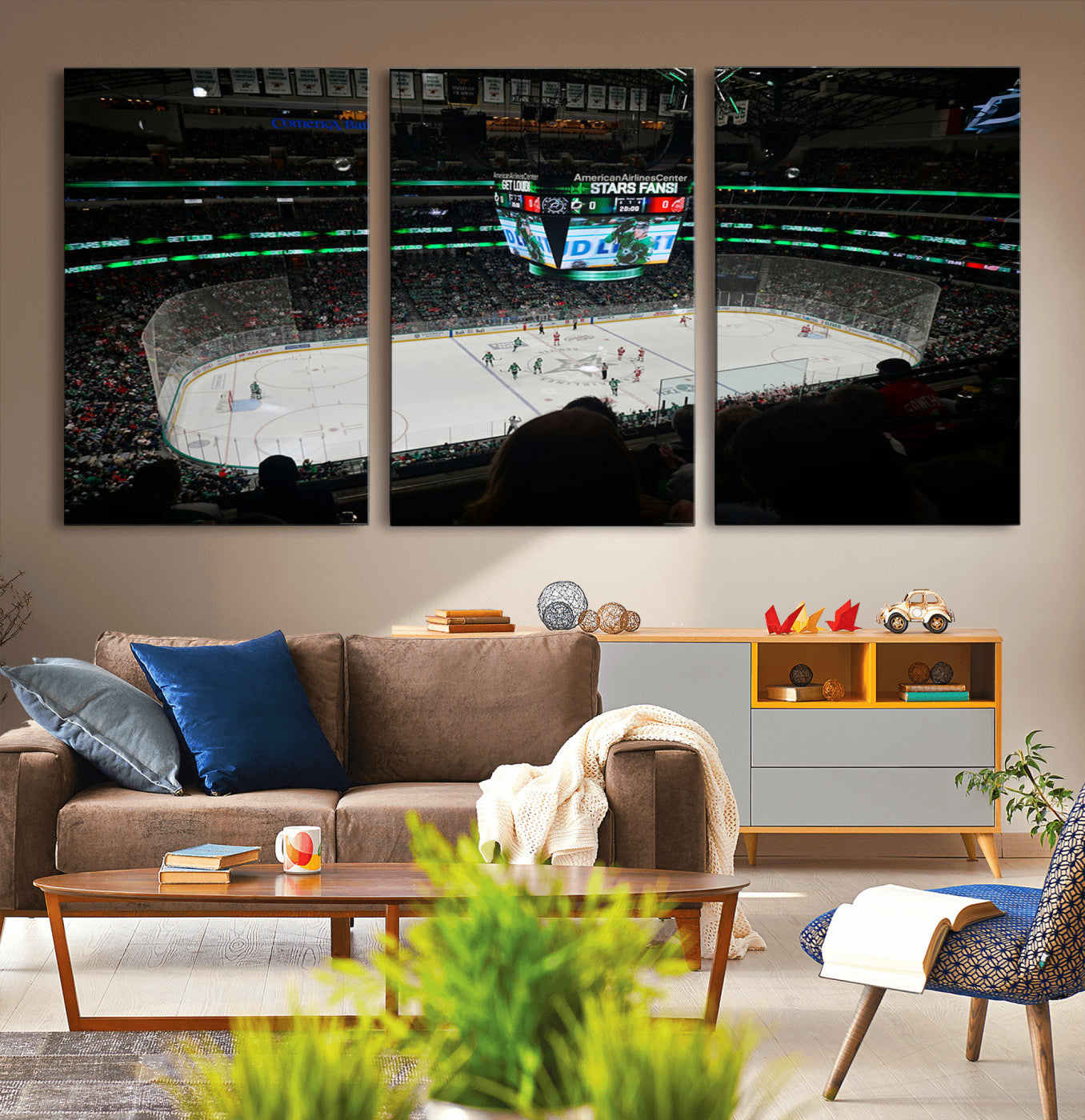 13876-MGV-CV-36X24-American Airlines Center Dallas Stars Wall Art Canvas Print - Dallas Hockey Arena Stadium Print