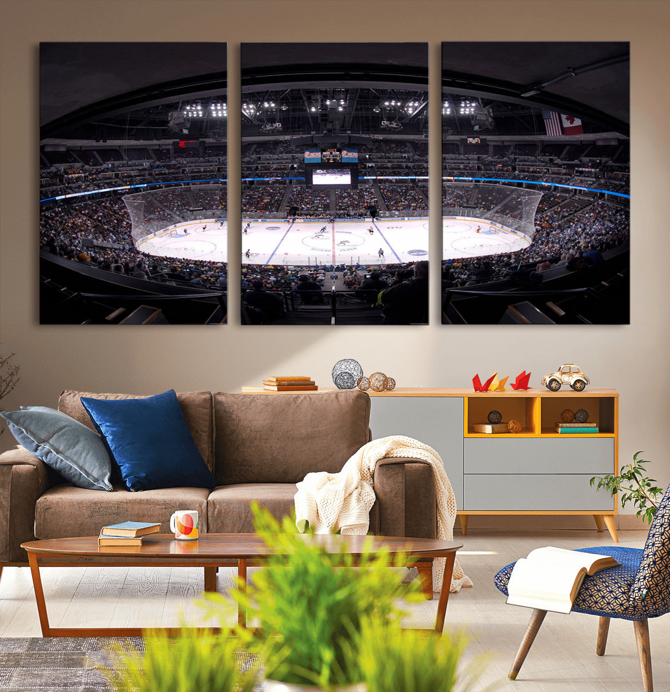 MGV-CV-60X30-3P - Ball Arena Denver Colorado Avalanche Hockey Team Wall Art Canvas Print - Denver Ice Hockey Stadium