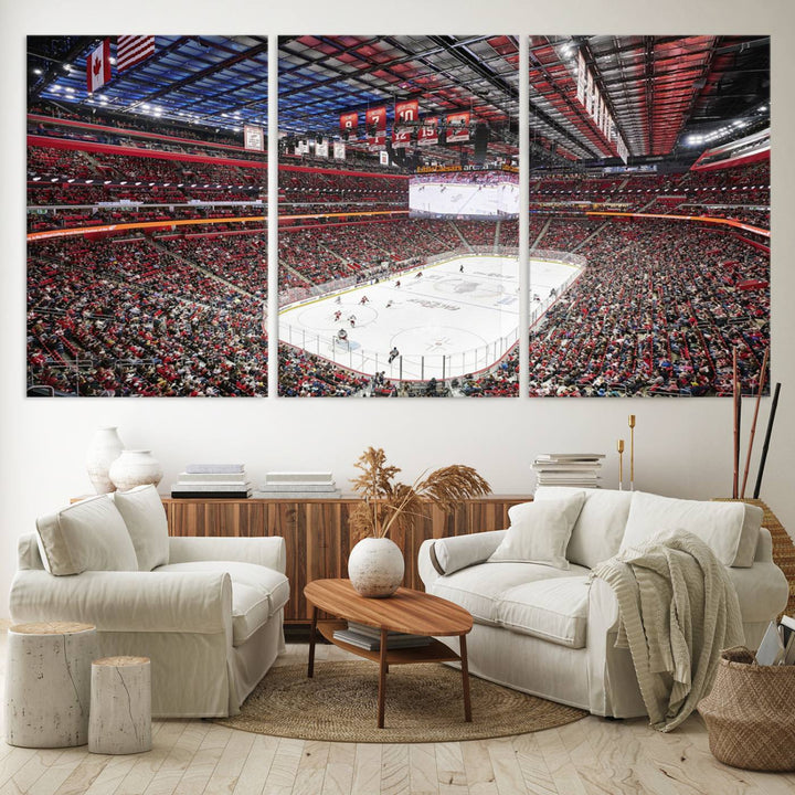 Barton Malow Little Caesars Arena Detroit Wall Art Canvas Print - Detroit Hockey and Basketball Stadium Print