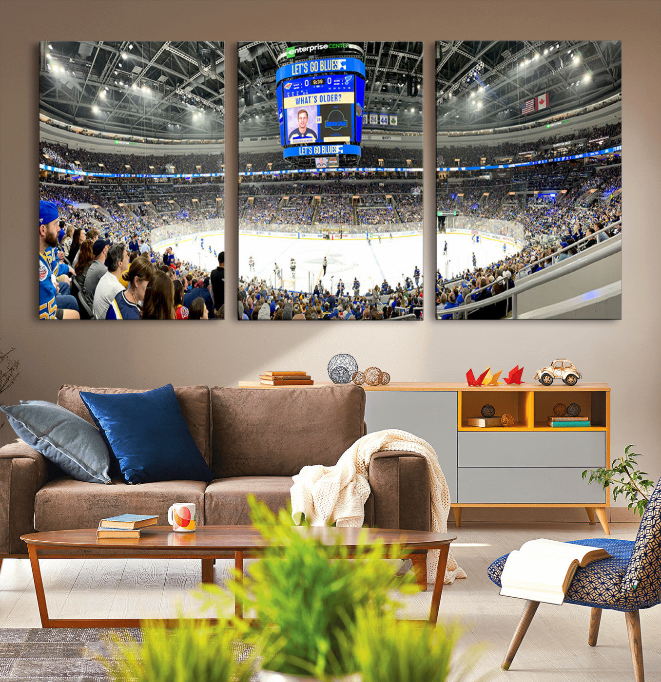 MGV-CV-60X30-3P - Enterprise Center | Missouri St. Louis Blues Ice Hockey Stadium Wall Art | Canvas Print | Ready to
