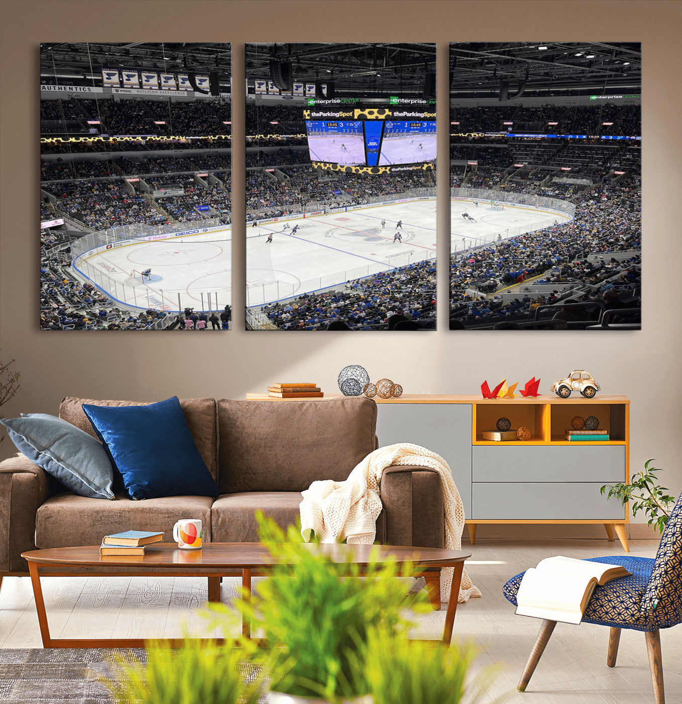 MGV-CV-60X30-3P - Enterprise Center Missouri St. Louis Blues Hockey Stadium Wall Art Canvas Print
