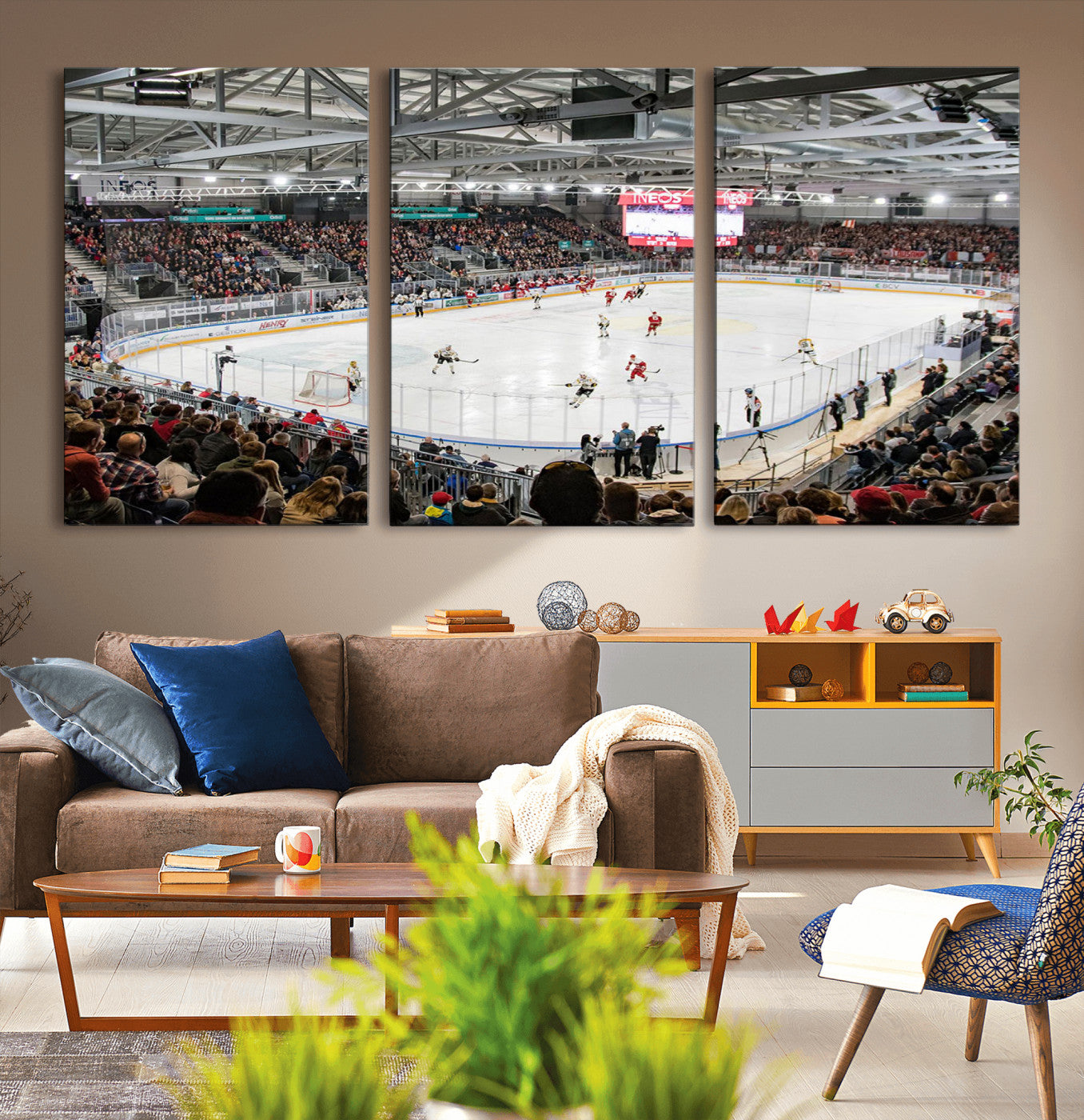 79352-MGV-CV-36X24-Lausanne Arena Ice Hockey Stadium Wall Art Canvas Print, Framed Lausanne Arena Ice Hockey Canvas