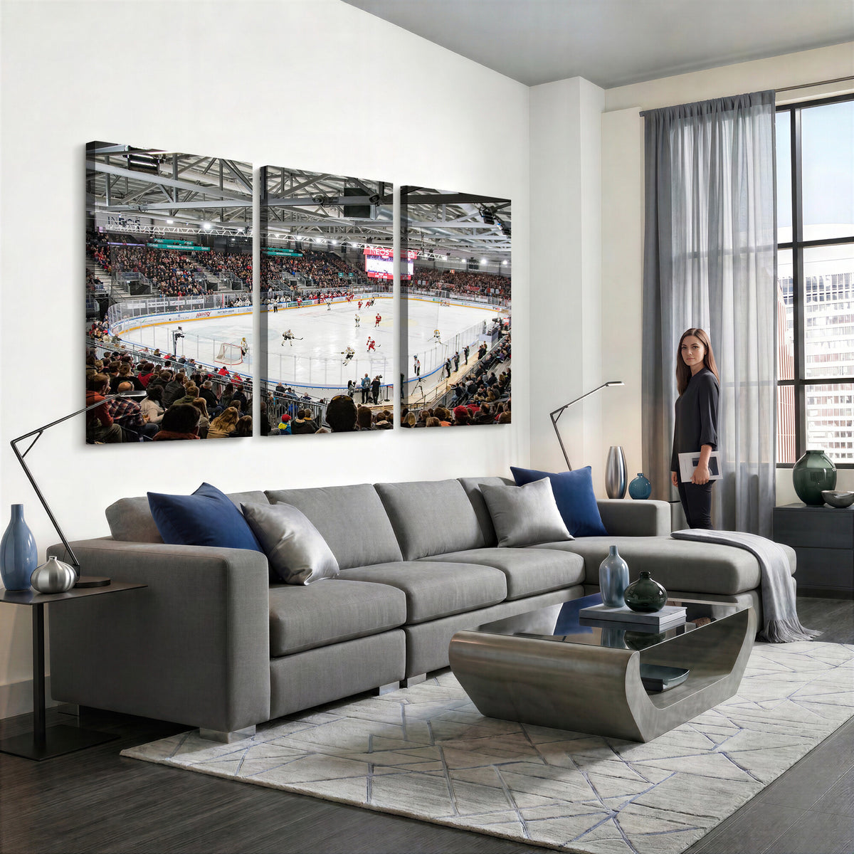 79352-MGV-CV-36X24 - Lausanne Arena Ice Hockey Stadium Wall Art Canvas Print