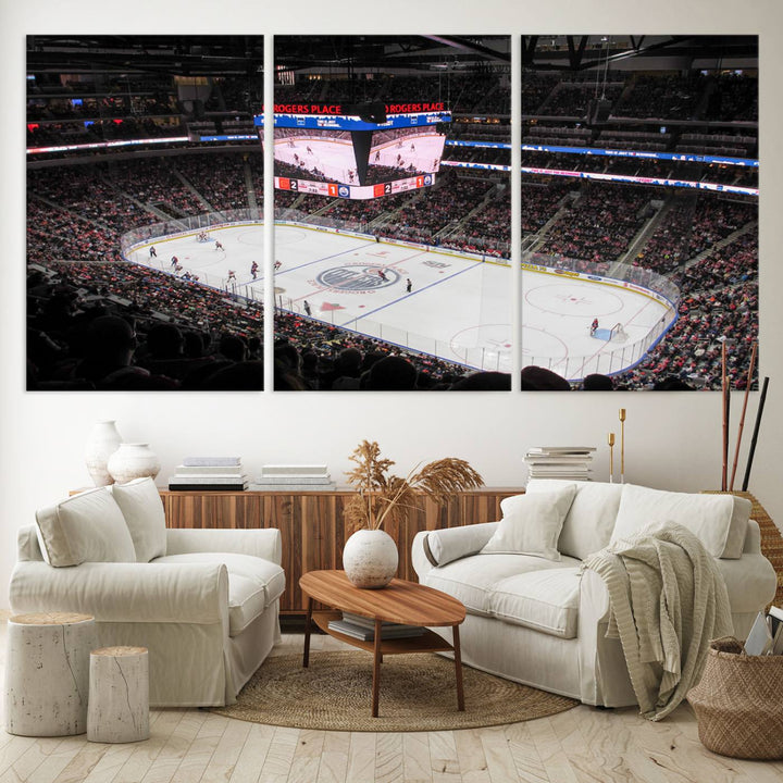 Rogers Place Edmonton Oilers Ice Hockey Stadium Wall Art Canvas Print