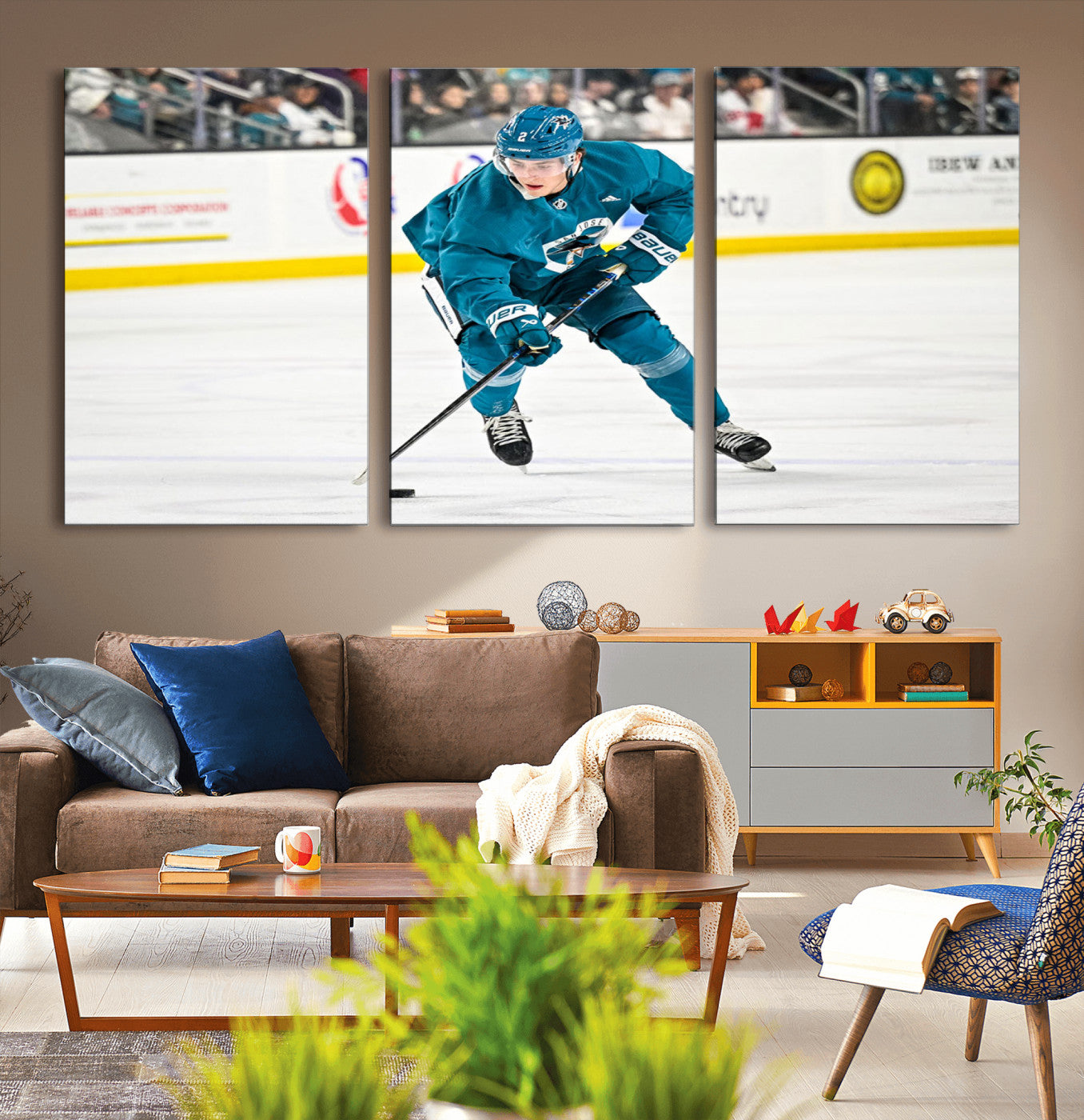 69179-MGV-CV-36X24-San Jose Sharks Ice Hockey Player Wall Art Canvas Print