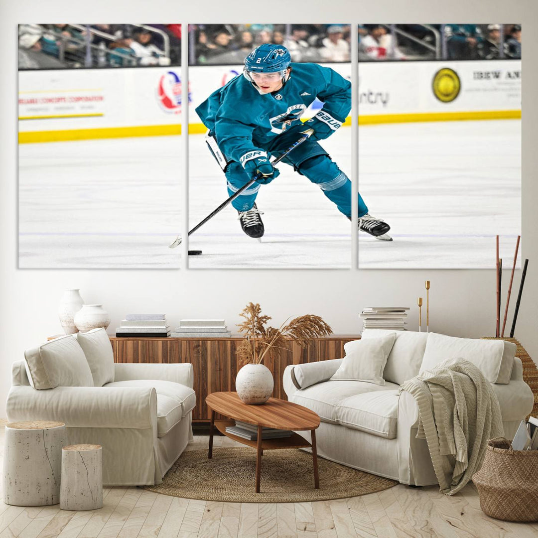 San Jose SharksIce Hockey Player Wall Art Canvas Print