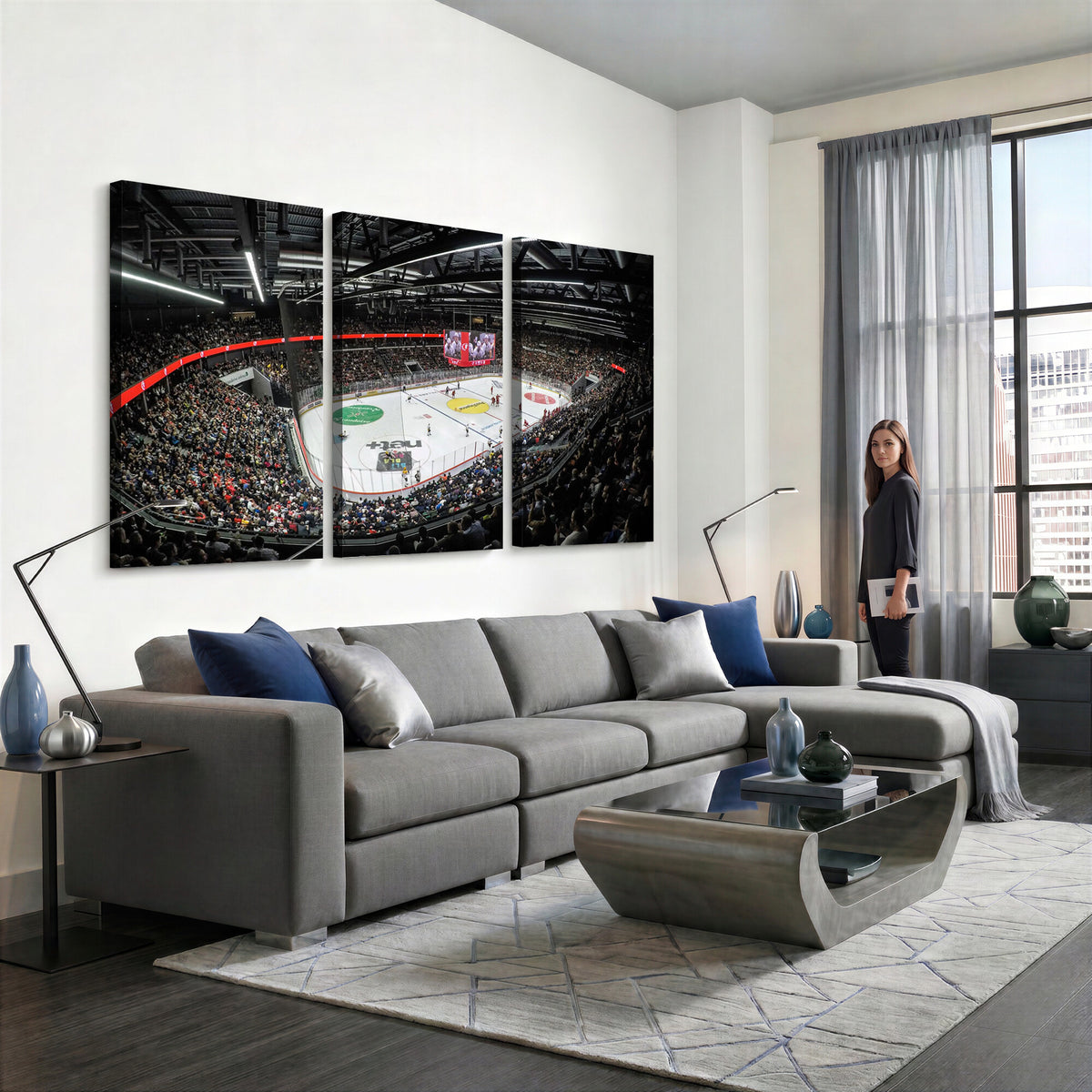 46282-MGV-CV-36X24 - Vaudoise Lausanne Ice Hockey Arena Stadium Wall Art Canvas