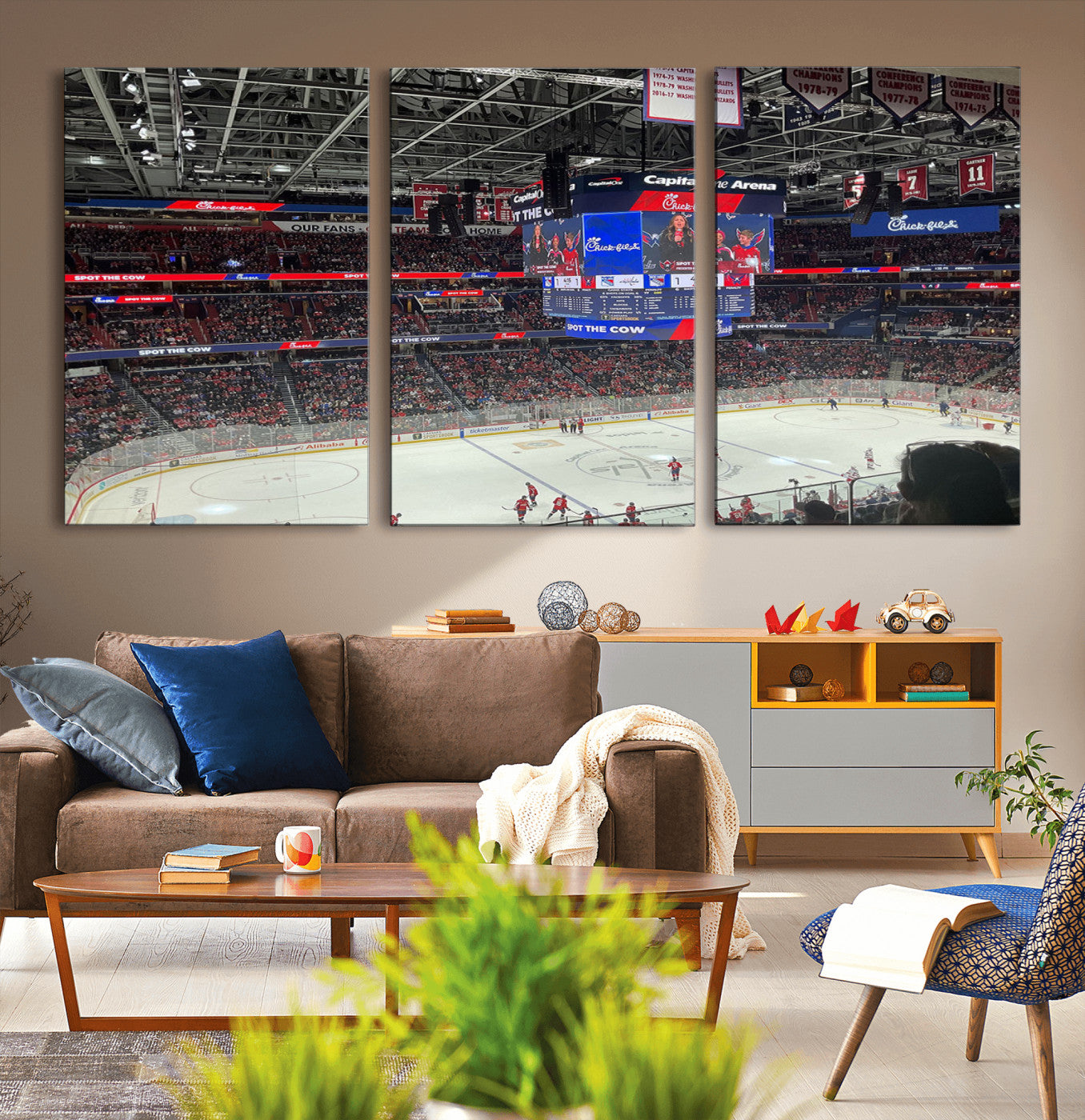 MGV-CV-60X30-3P - Washington Capitols New York Rangers Ice Hockey Game Stadium Wall Art Canvas Print