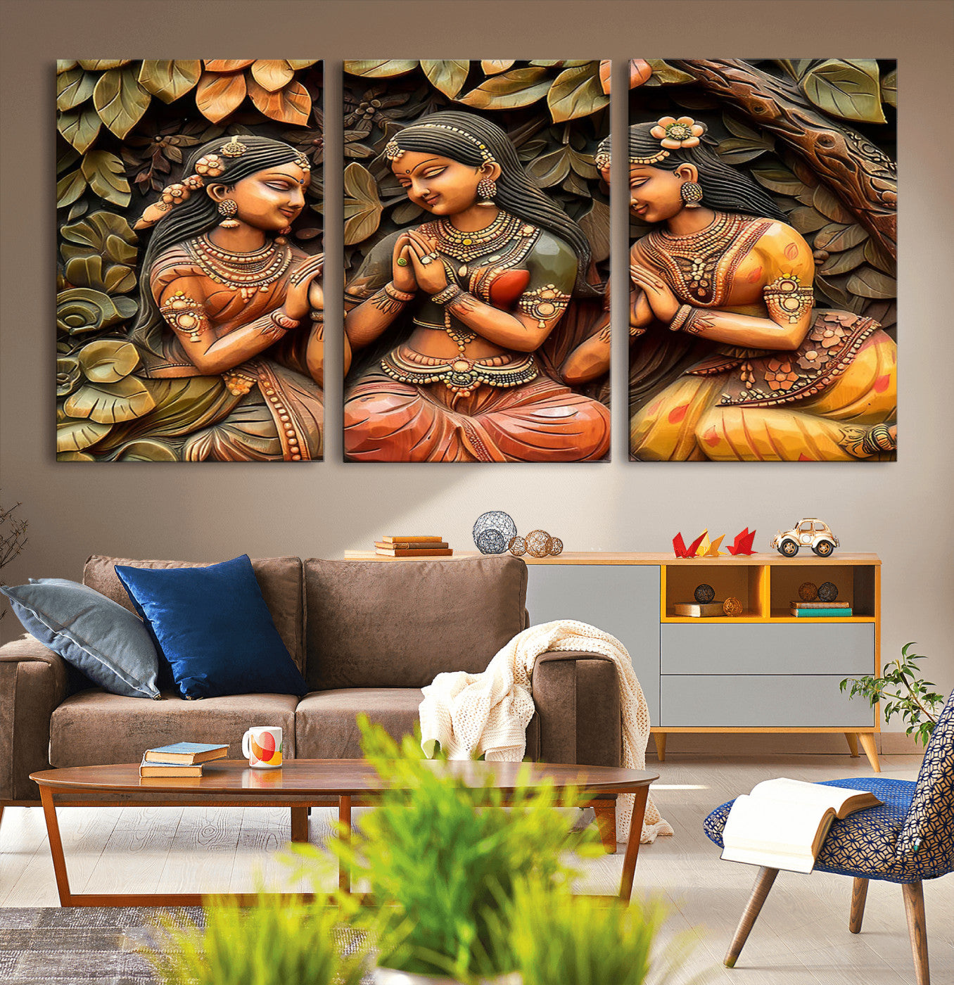 12926-MGV-CV-36X24-Indian Woman Statue Wall Art Canvas Print