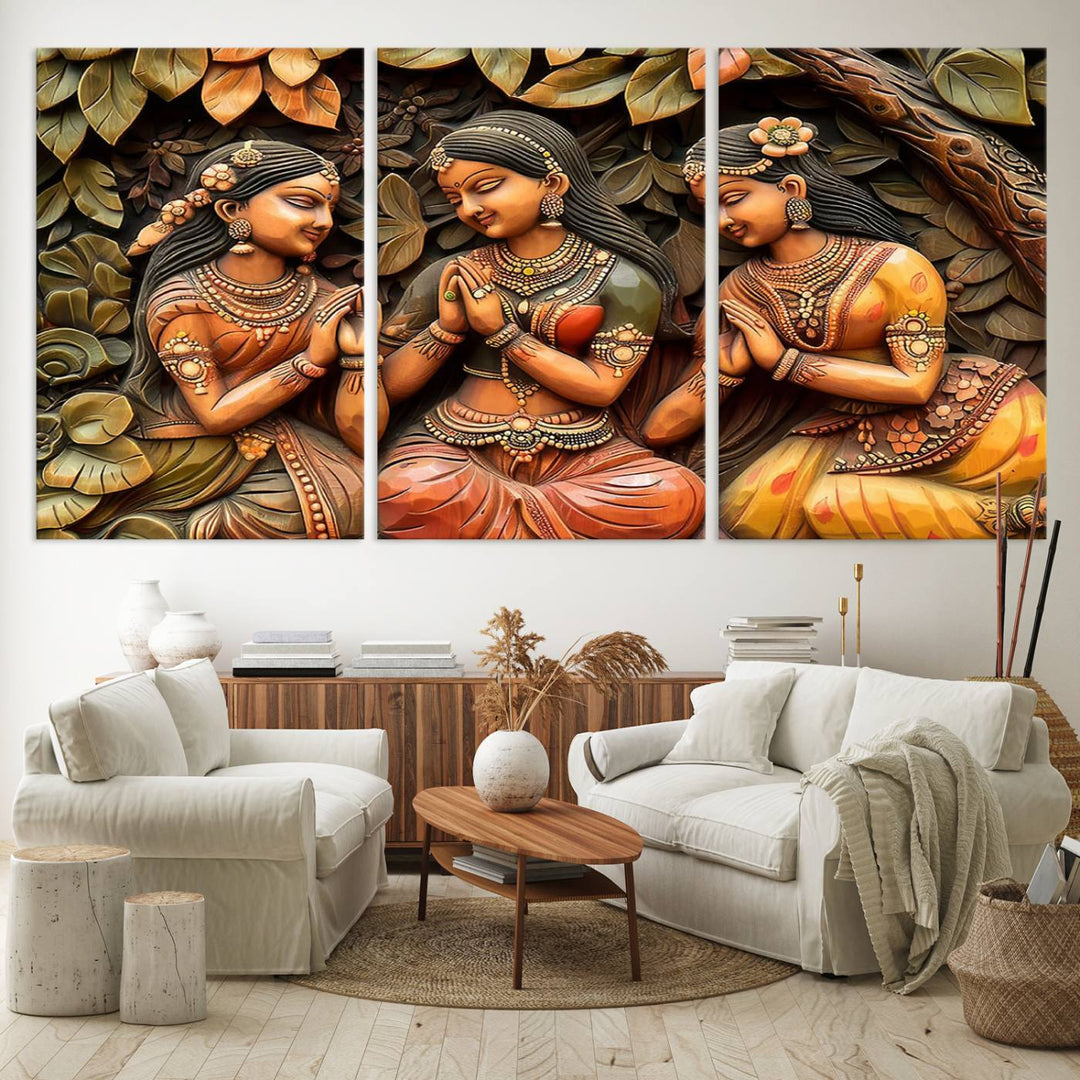 Indian Woman Statue Wall Art Canvas Print