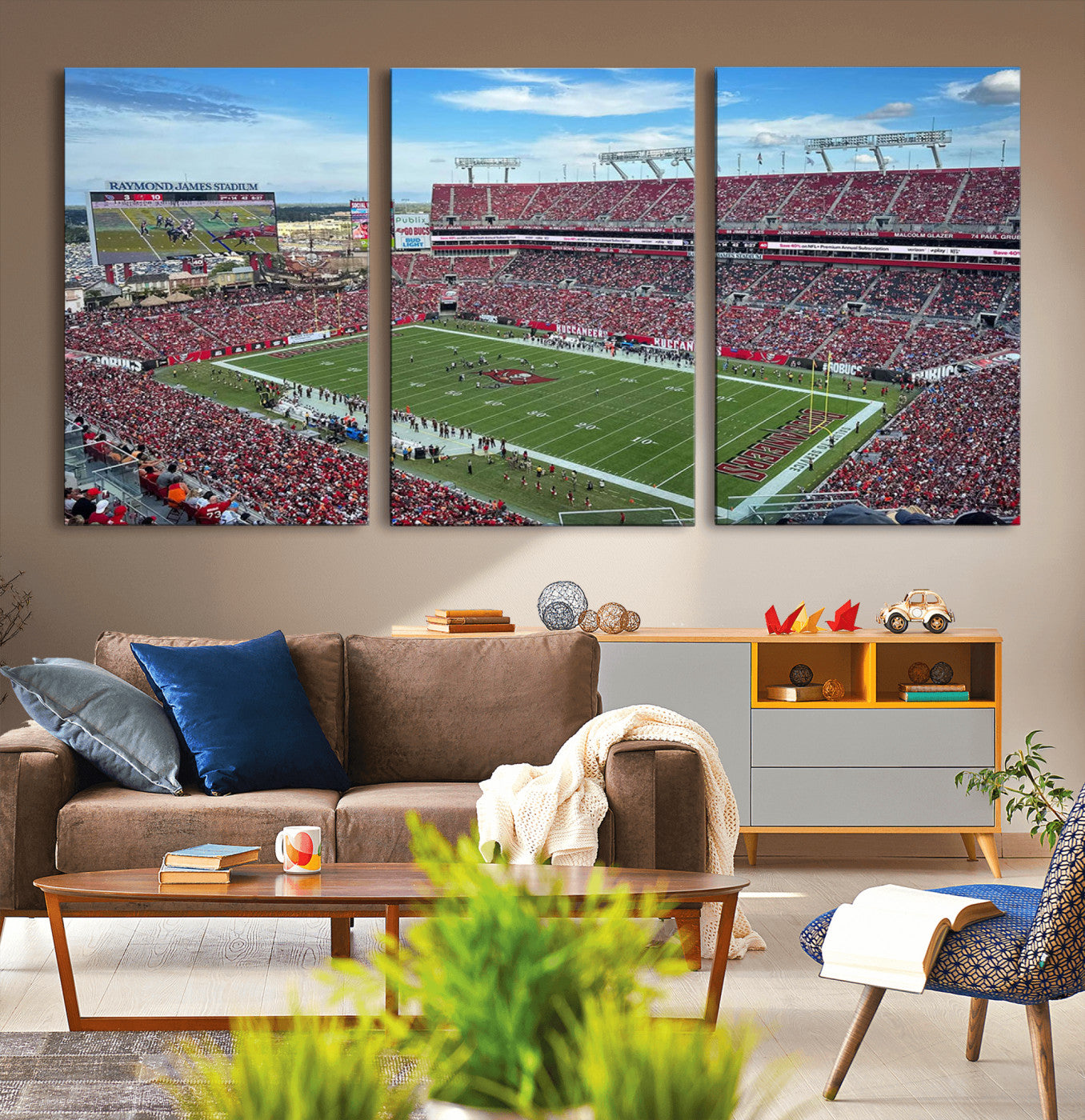 MGV-CV-60X30-3P - Florida Tampa Raymond James Stadium Wall Art Canvas Print - NFL Football Stadium Print Canvas