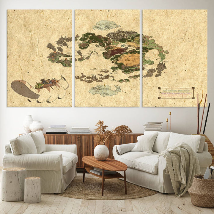 Last Air-Bender Avatar World Map Wall Art Canvas PrintWall Art Canvas Print