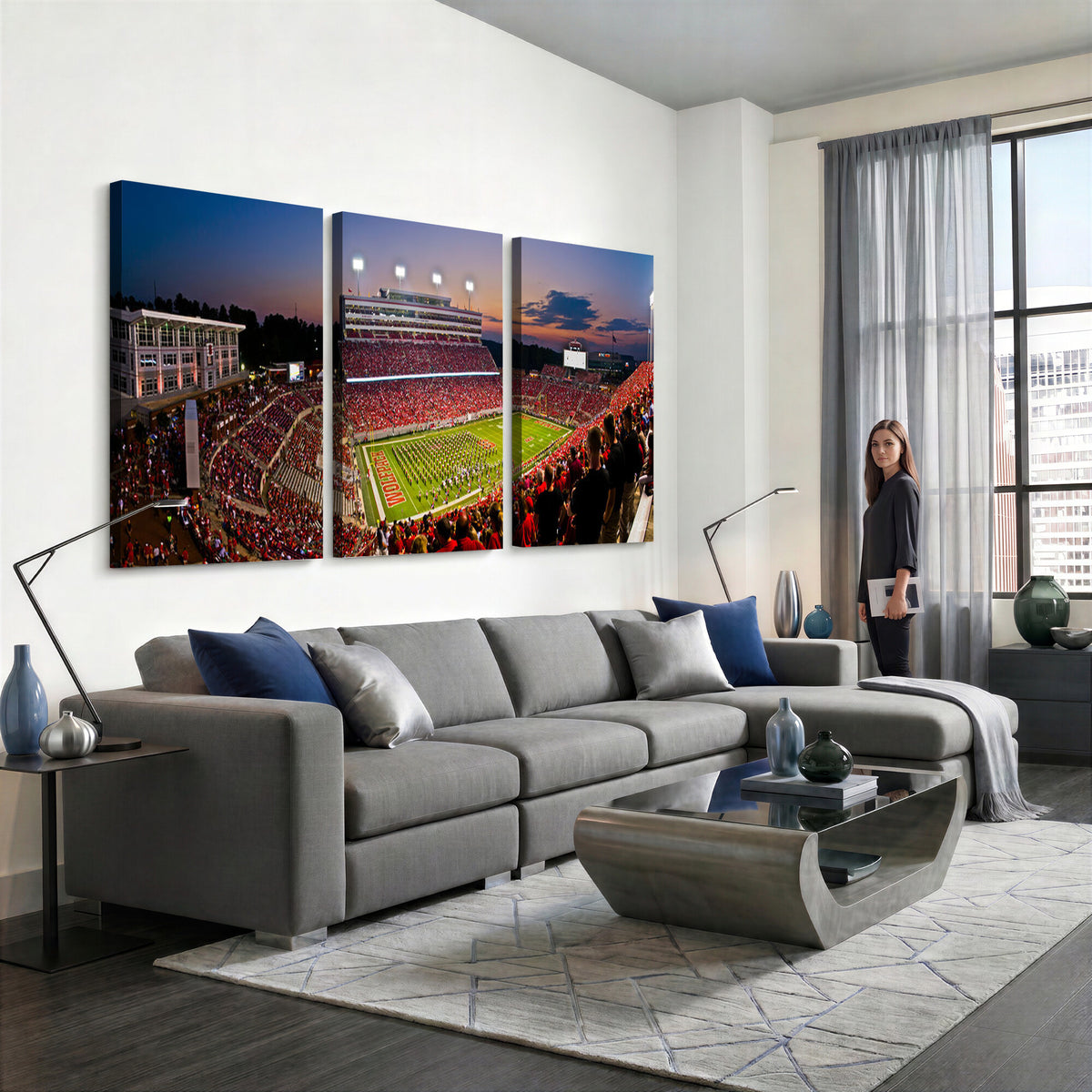 87655-MGV-CV-36X24 - NC State Wolfpack Football Team Print - Raleigh Carter-Finley Stadium Wall Art Canvas Print