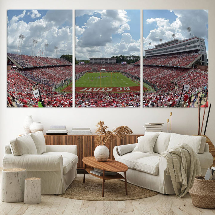 NC State Wolfpack Football Team Print - Raleigh Carter-Finley Stadium Wall Art Canvas Print