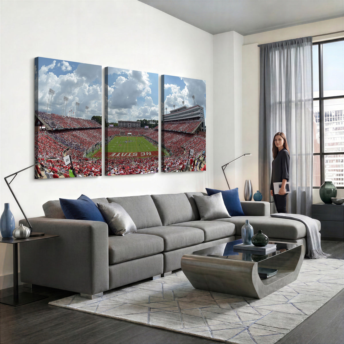 30640-MGV-CV-36X24 - NC State Wolfpack Football Team Print Canvas- Raleigh Carter-Finley Stadium Wall Art Canvas Print
