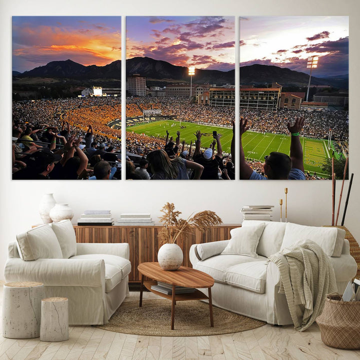 Colorado Buffaloes Football Team Print - Boulder Folsom Field Stadium Wall Art Canvas Print