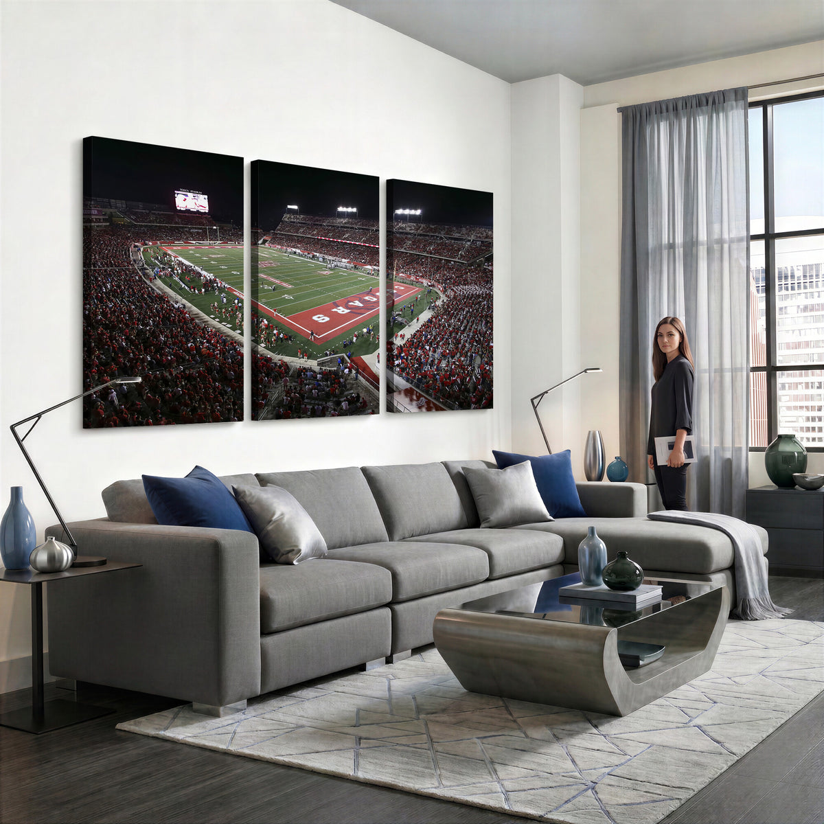 94207-MGV-CV-36X24 - Houston Cougars Football Team Print - Houston TDECU Stadium Wall Art Canvas Print
