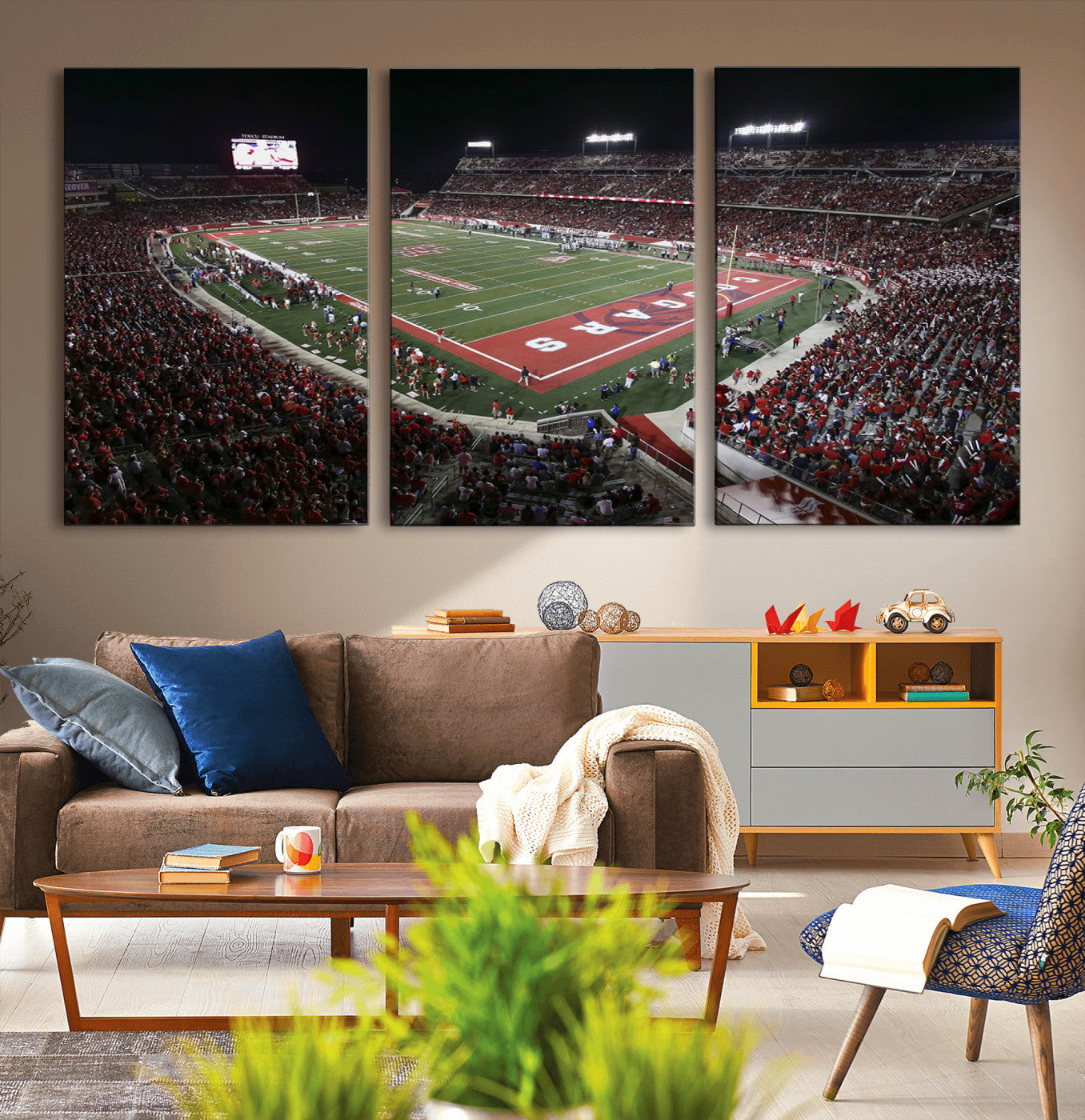 94207-MGV-CV-36X24-Houston Cougars Football Team Print - Houston TDECU Stadium Wall Art Canvas Print