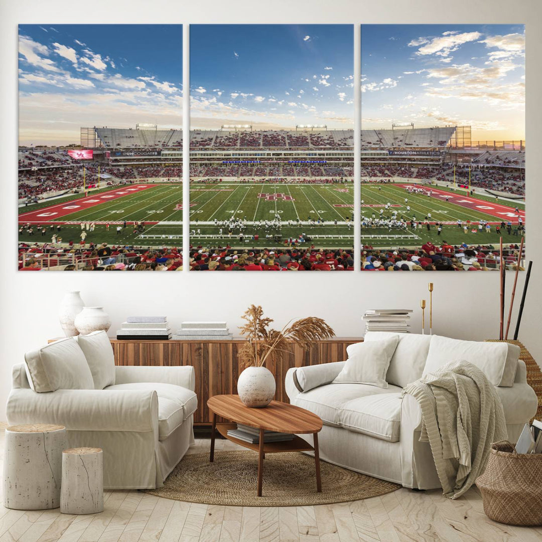 Houston Cougars Football Team Print - Houston TDECU Stadium Wall Art Canvas Print