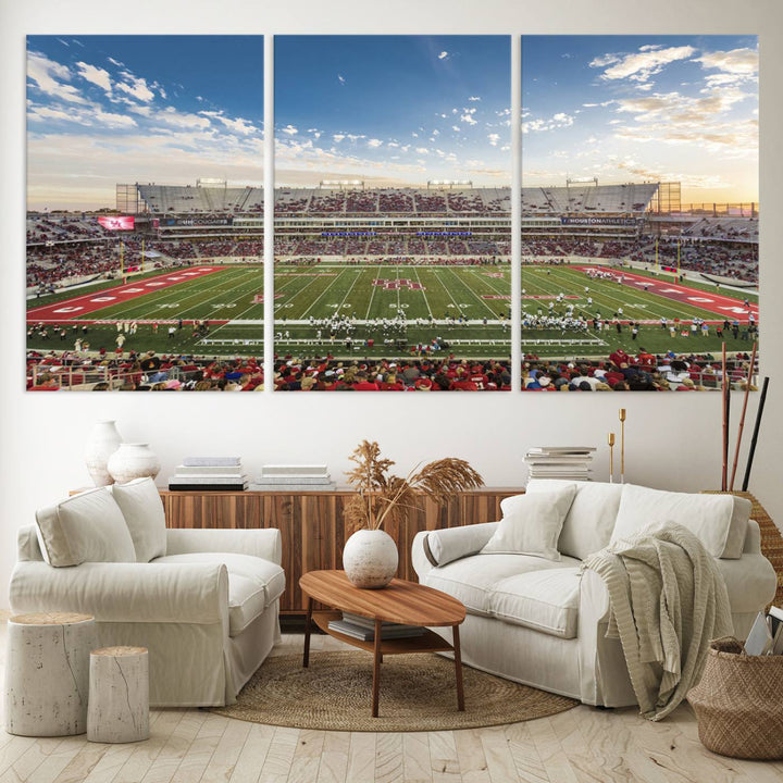 Houston Cougars Football Team Print - Houston TDECU Stadium Wall Art Canvas Print